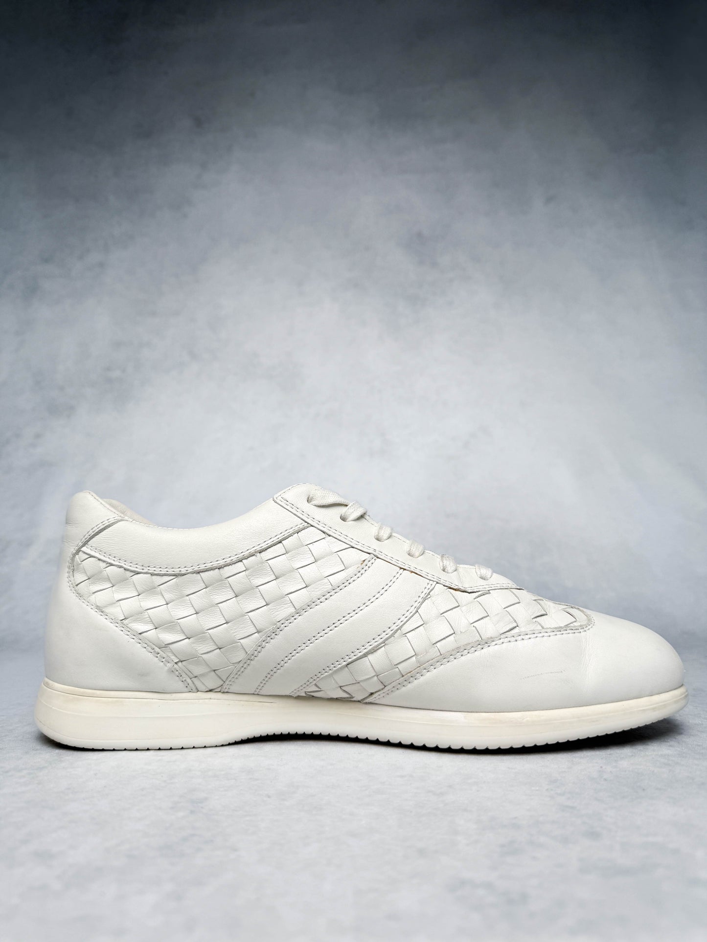 Bottega Veneta Intrecciato Leather Sneaker White (43)