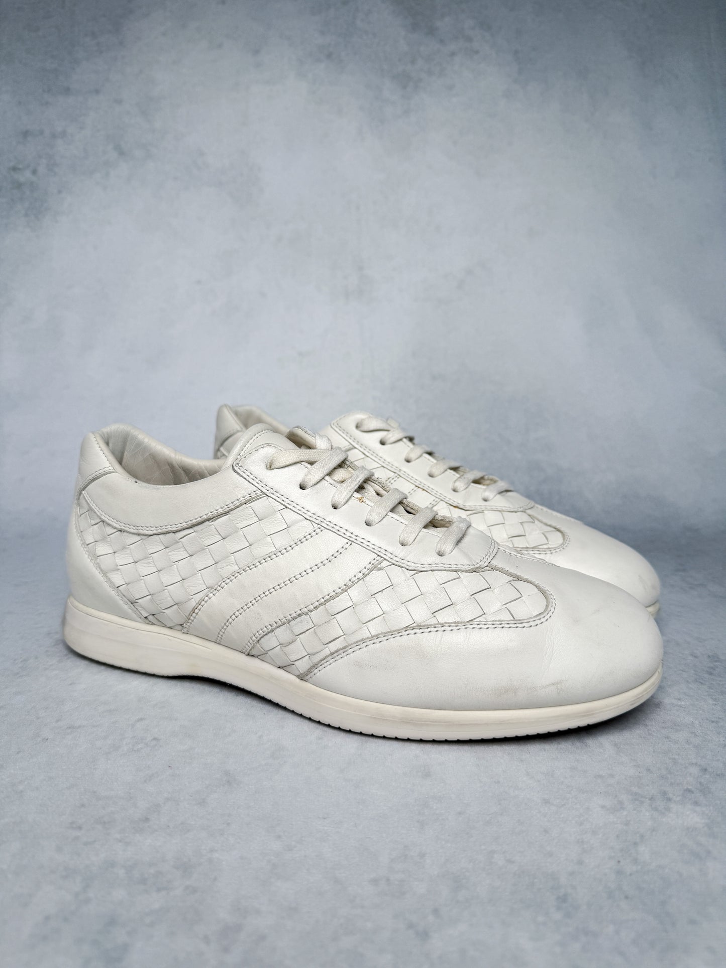 Bottega Veneta Intrecciato Leather Sneaker White (43)