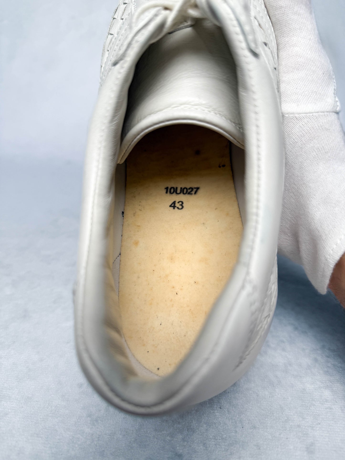 Bottega Veneta Intrecciato Leather Sneaker White (43)