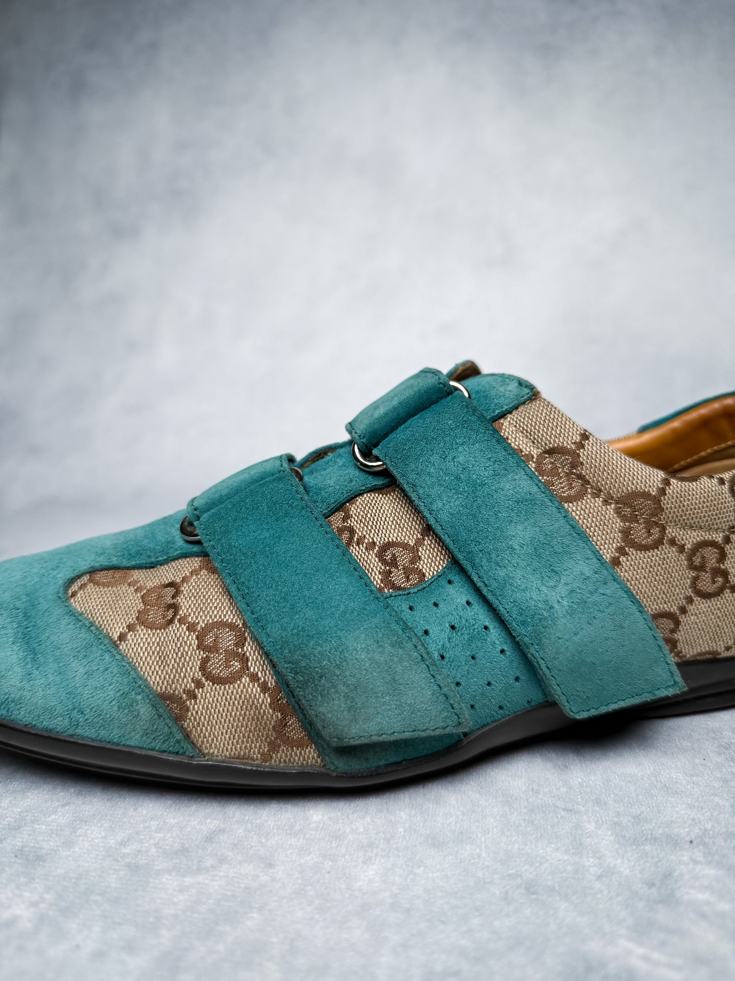 Gucci Vintage Monogram Sneaker Suede/Canvas Turquoise (41)
