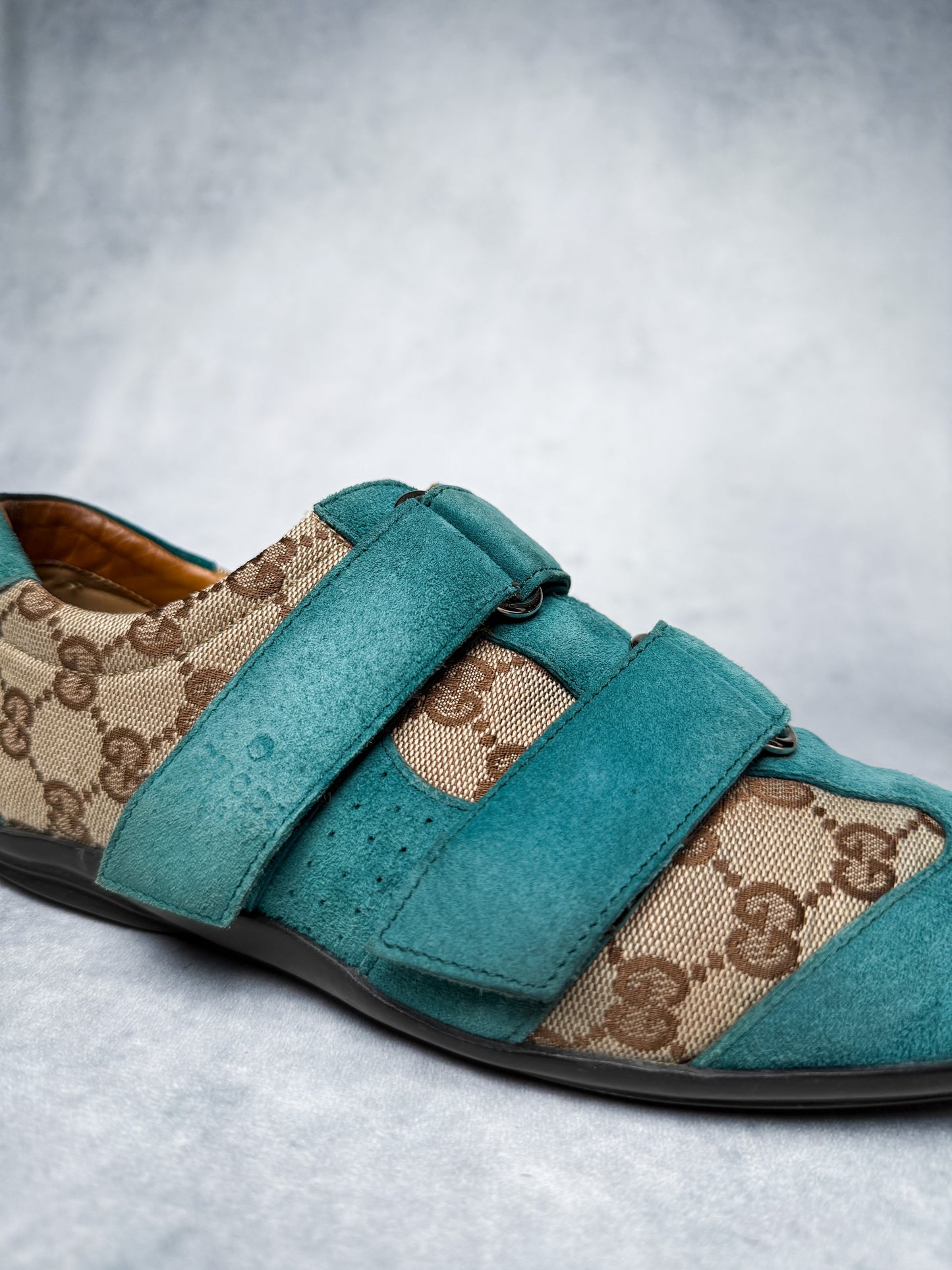Gucci Vintage Monogram Sneaker Suede/Canvas Turquoise (41)