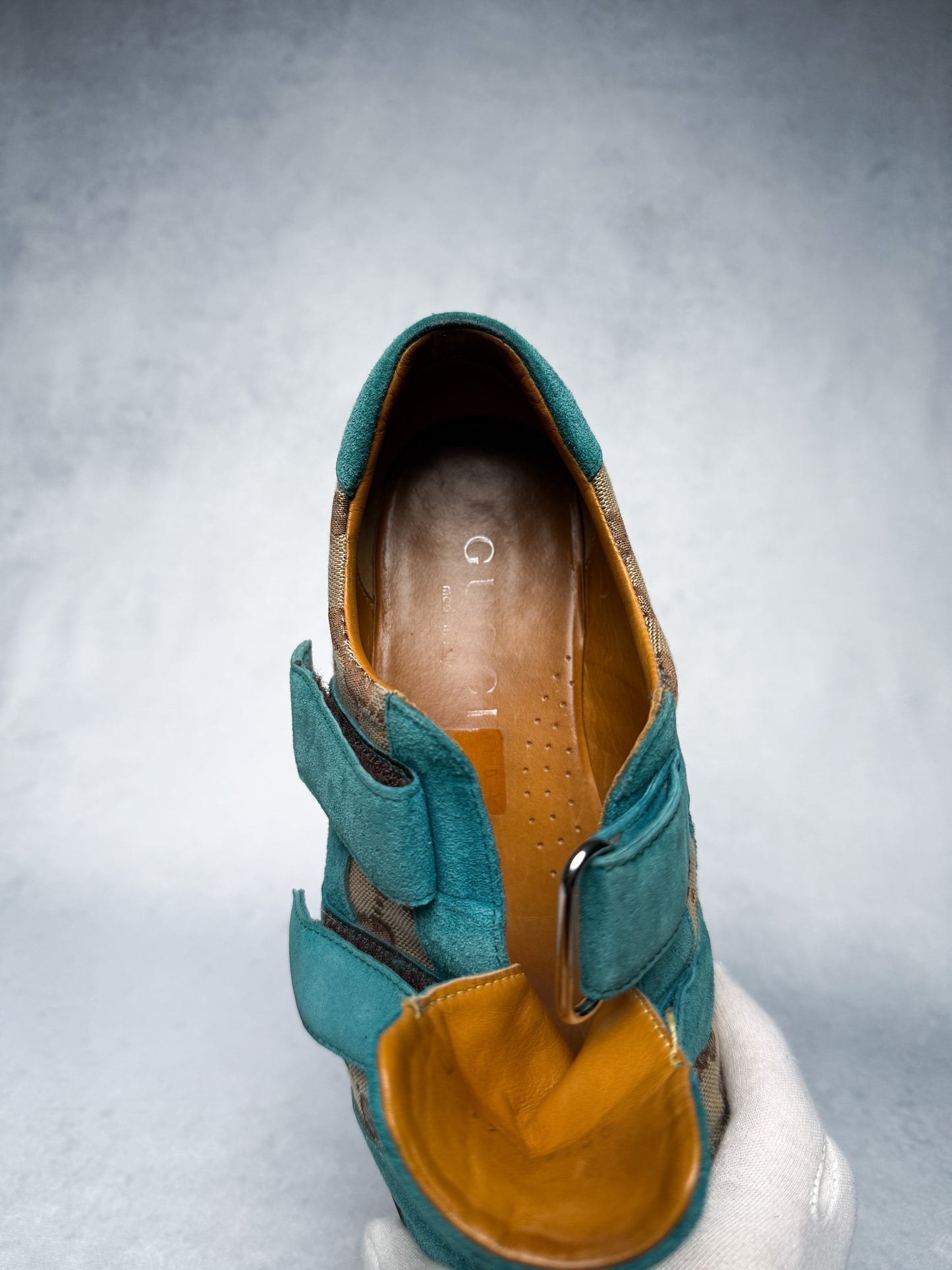 Gucci Vintage Monogram Sneaker Suede/Canvas Turquoise (41)