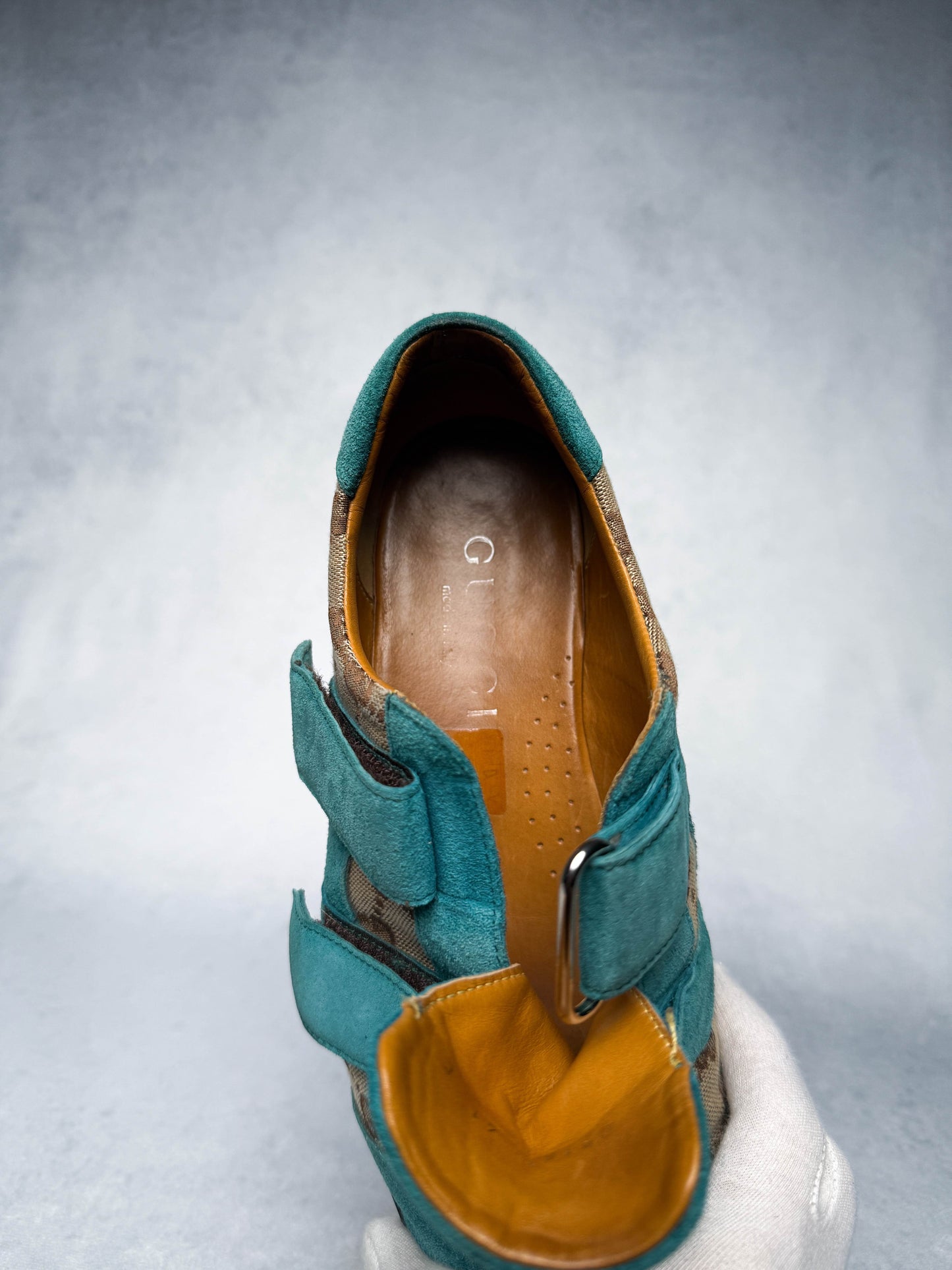 Gucci Vintage Monogram Sneaker Suede/Canvas Turquoise (41)