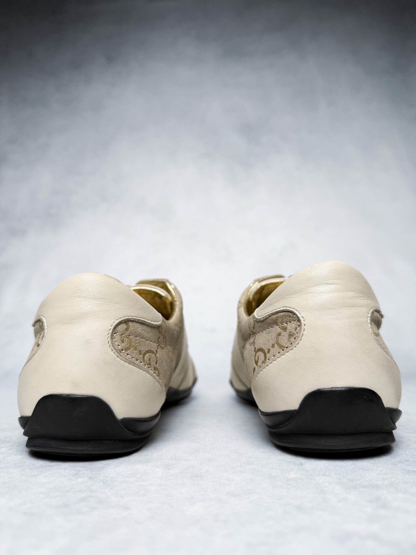 Gucci Vintage Monogram Sneaker Leather/Suede Beige and Gold (38)