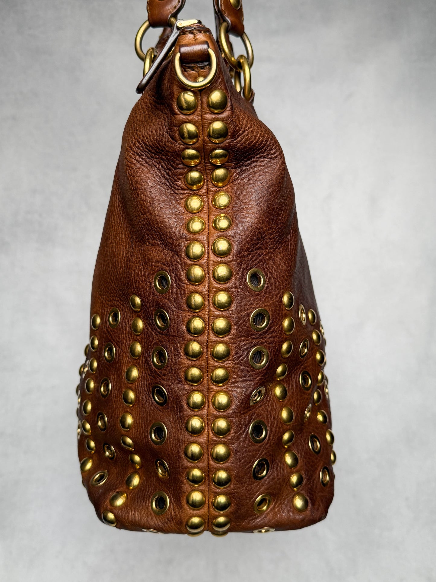 Miu Miu Eyelet Trimmed Bag Brown/Gold