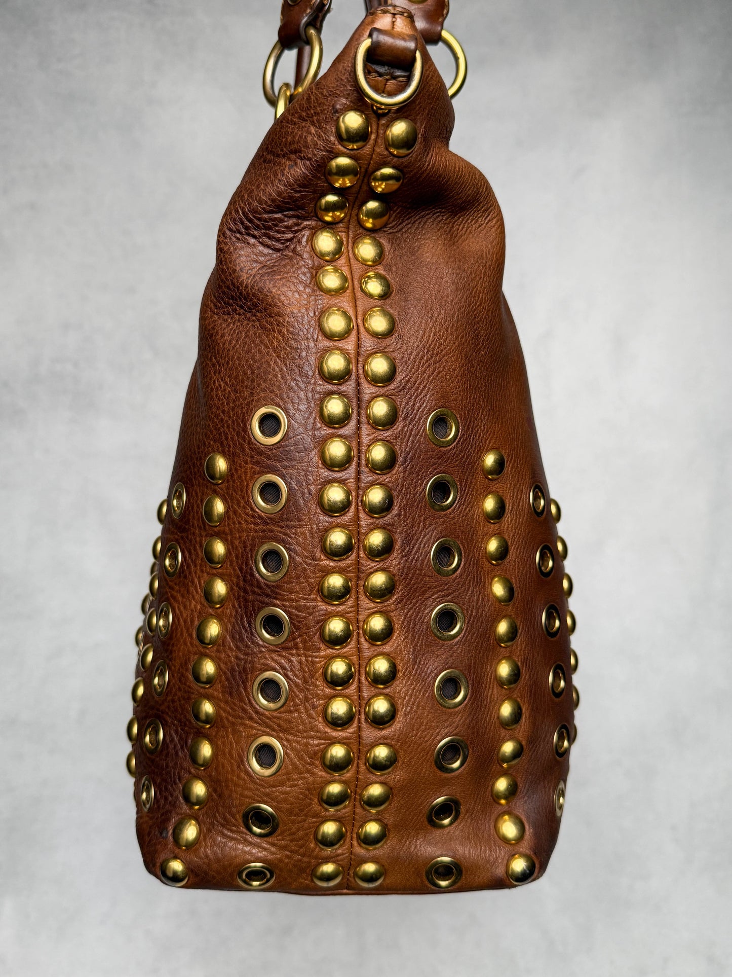 Miu Miu Eyelet Trimmed Bag Brown/Gold