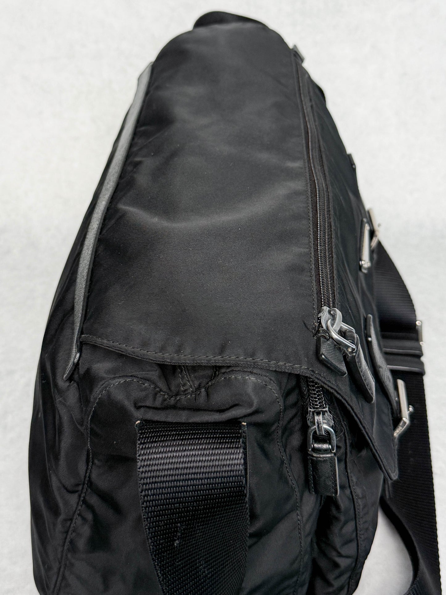 Prada Large Messenger Bag Nylon/Saffiano Leather Black