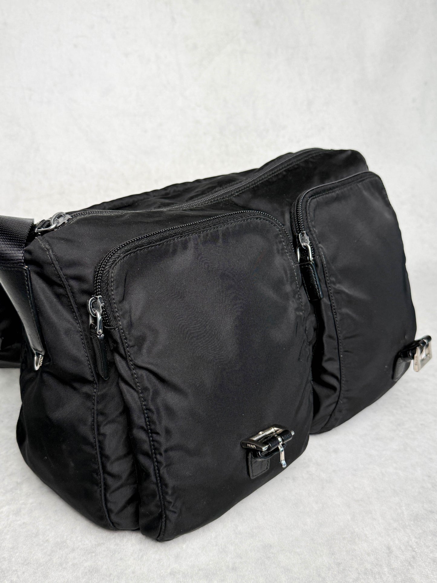Prada Large Messenger Bag Nylon/Saffiano Leather Black