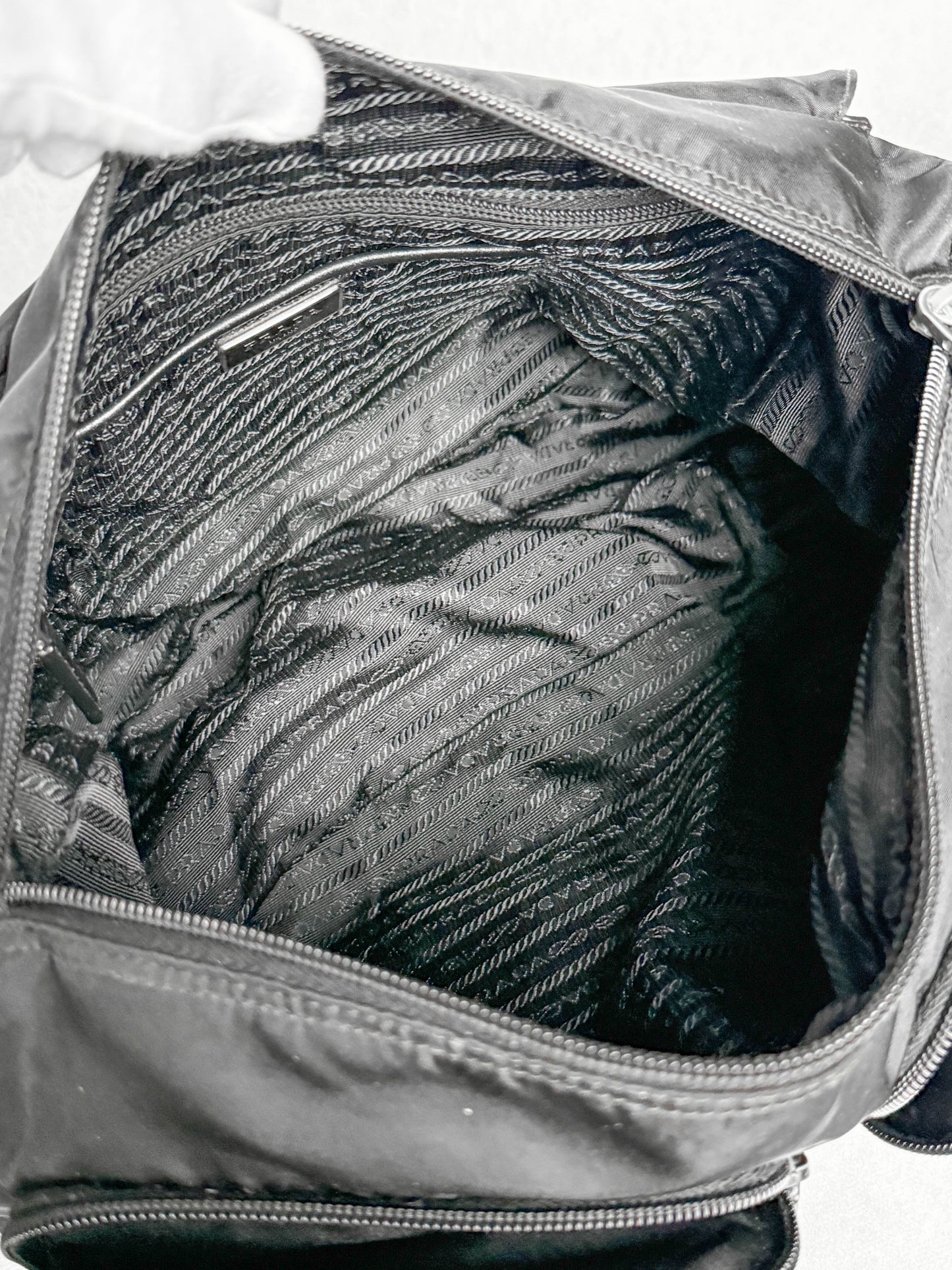 Prada Large Messenger Bag Nylon/Saffiano Leather Black