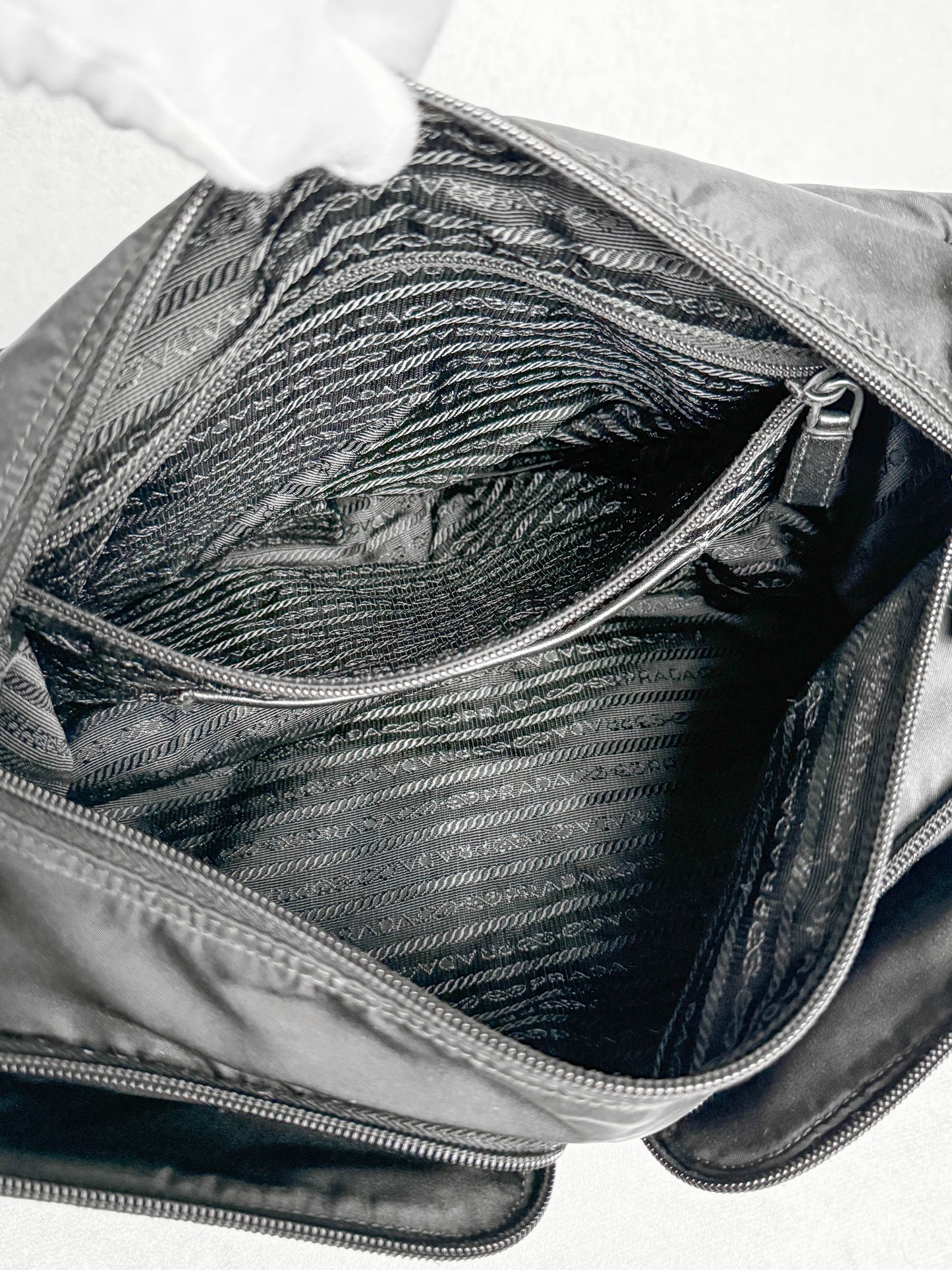 Prada Large Messenger Bag Nylon/Saffiano Leather Black