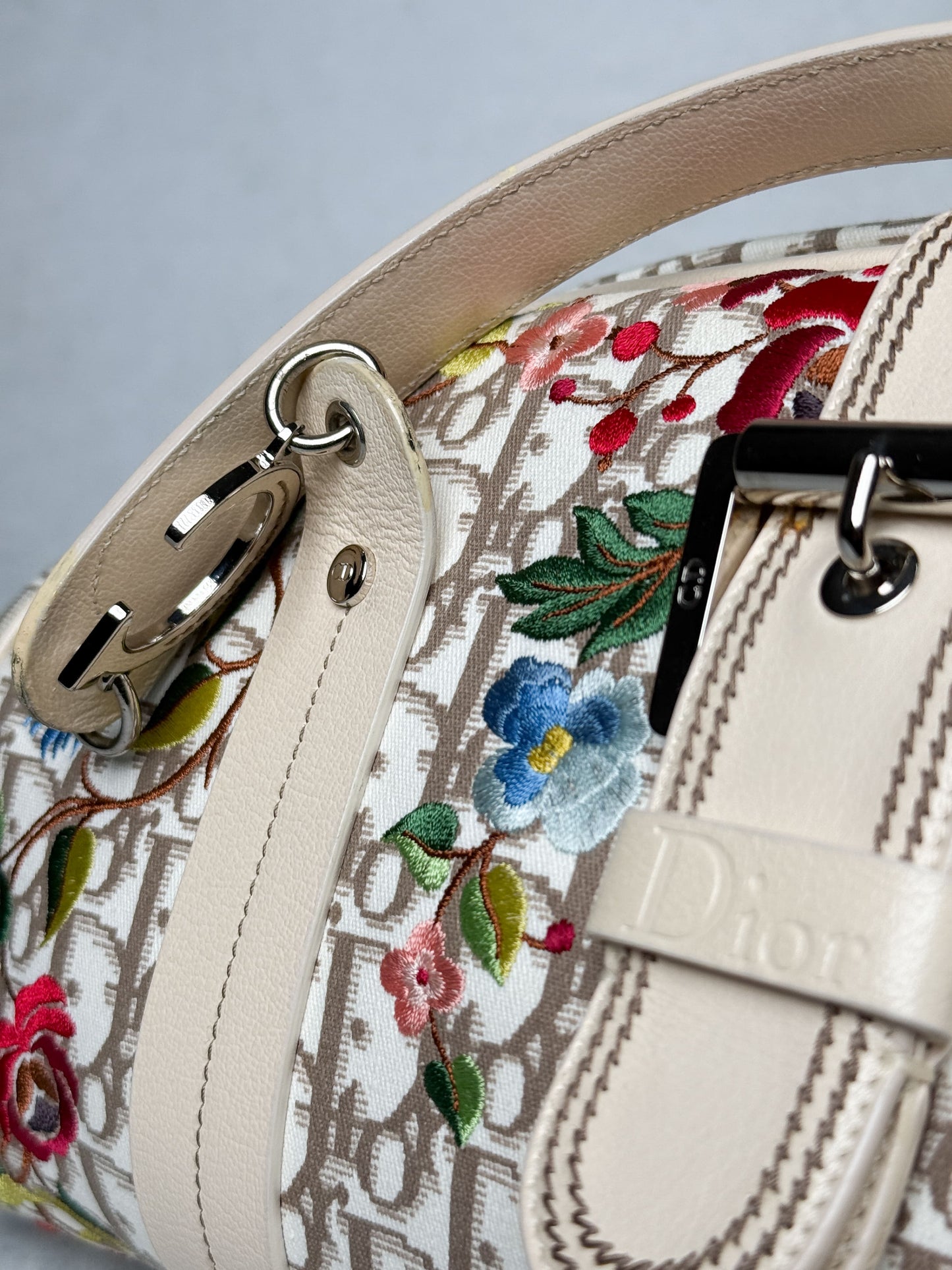 Dior 2005 Diorissimo Floral Embroidered Trotter Bag