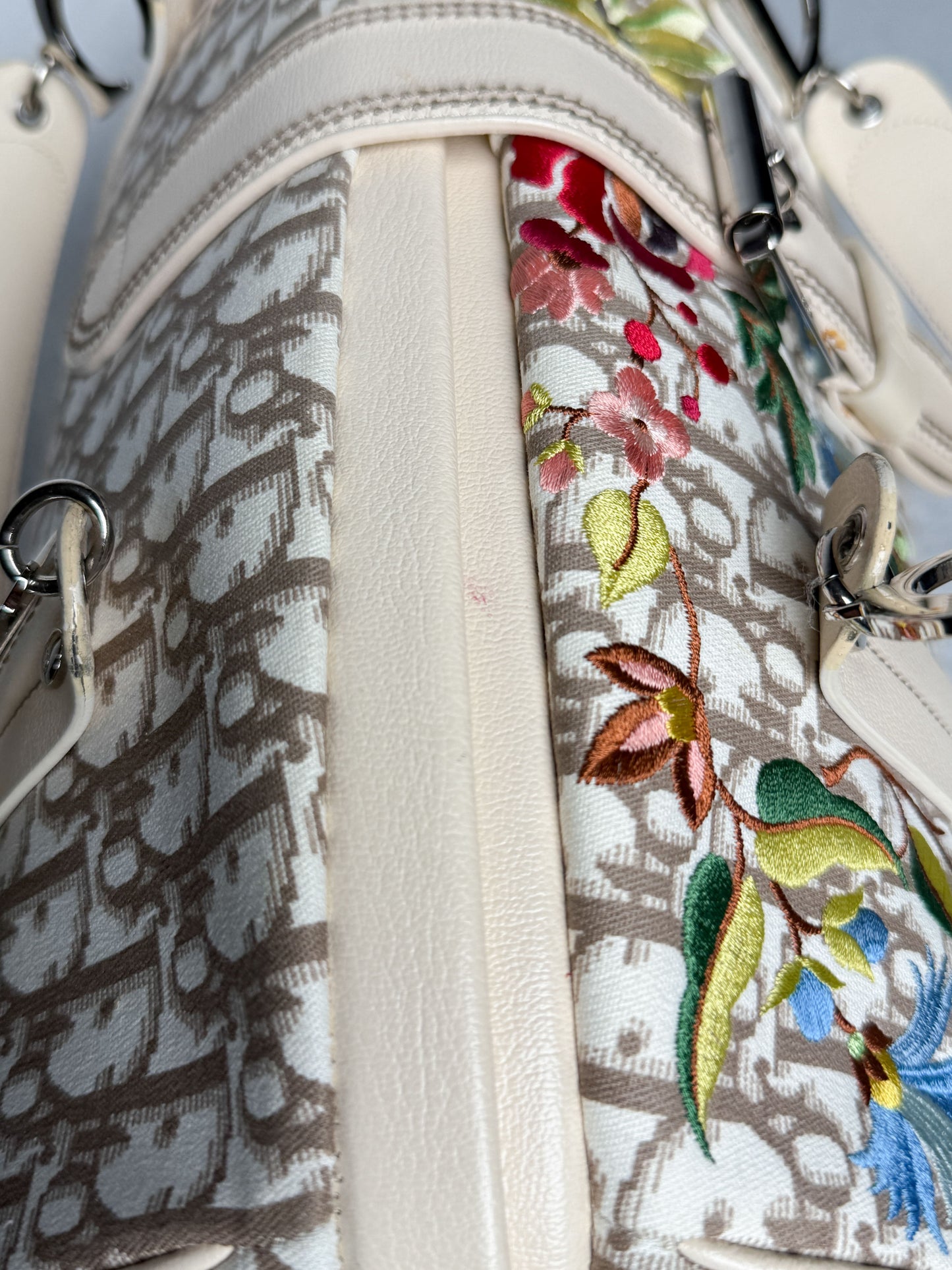 Dior 2005 Diorissimo Floral Embroidered Trotter Bag