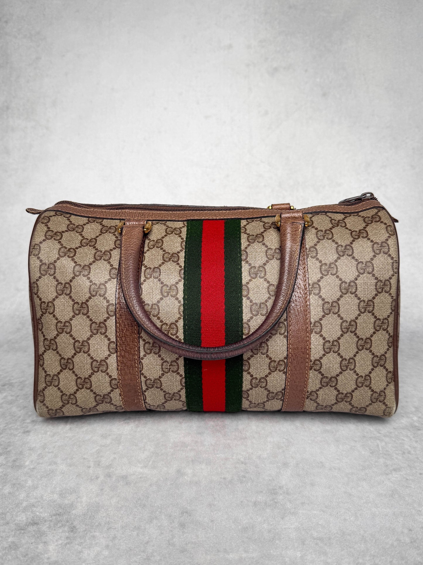 Gucci Vintage 70's Boston Handbag Canvas GG