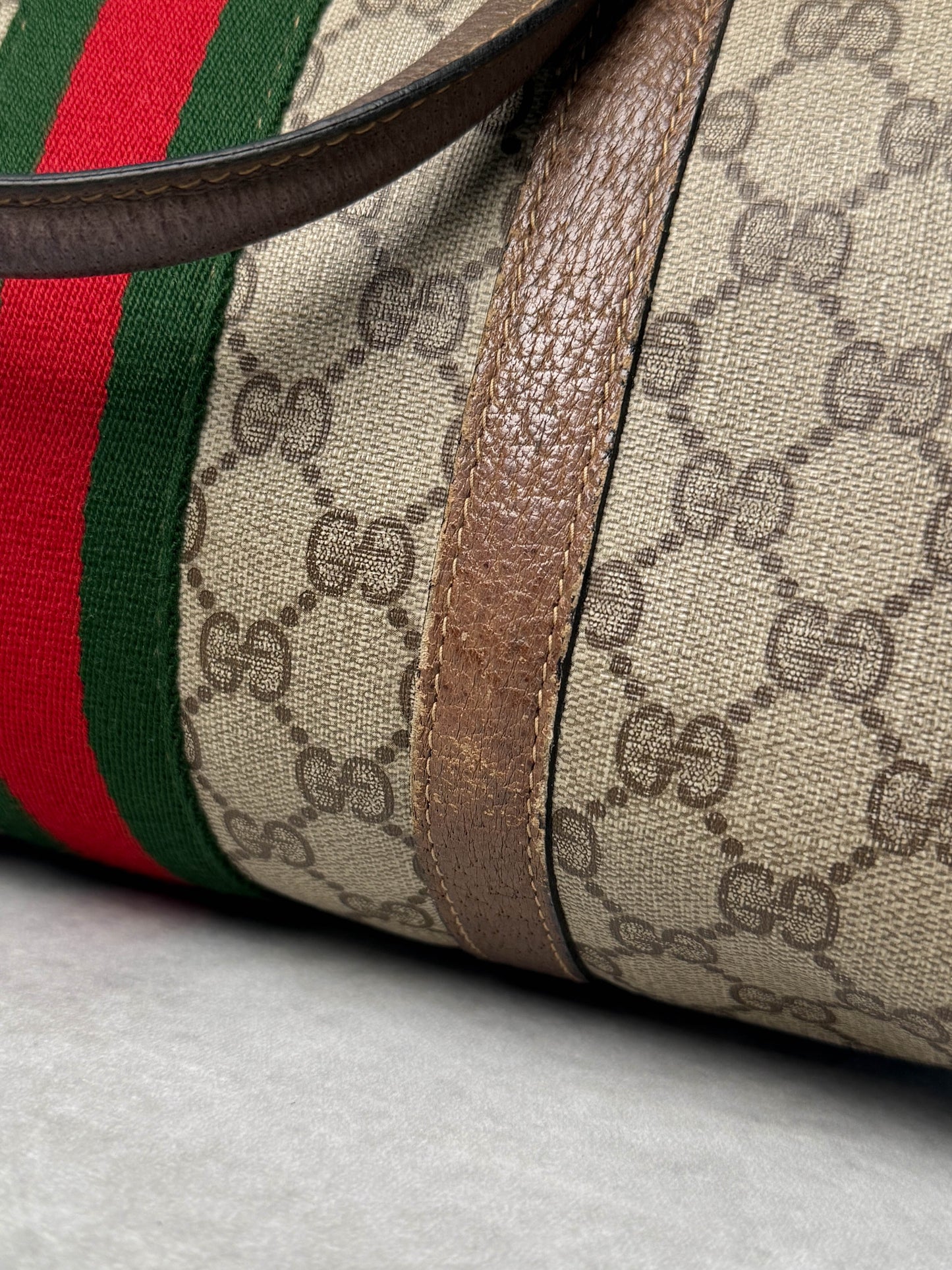 Gucci Vintage 70's Boston Handbag Canvas GG