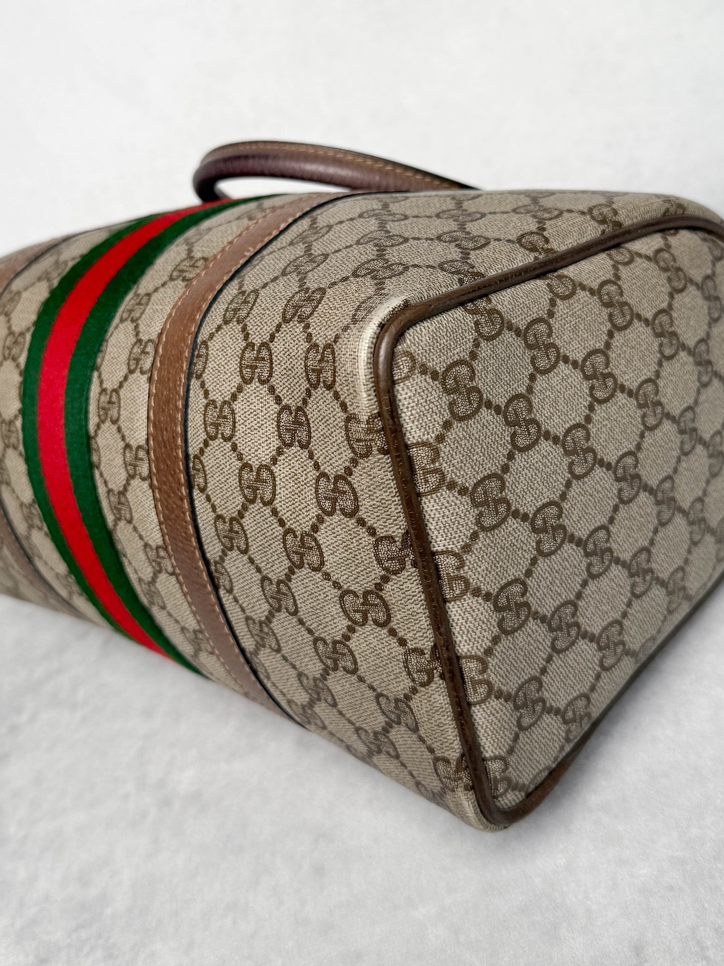 Gucci Vintage 70's Boston Handbag Canvas GG