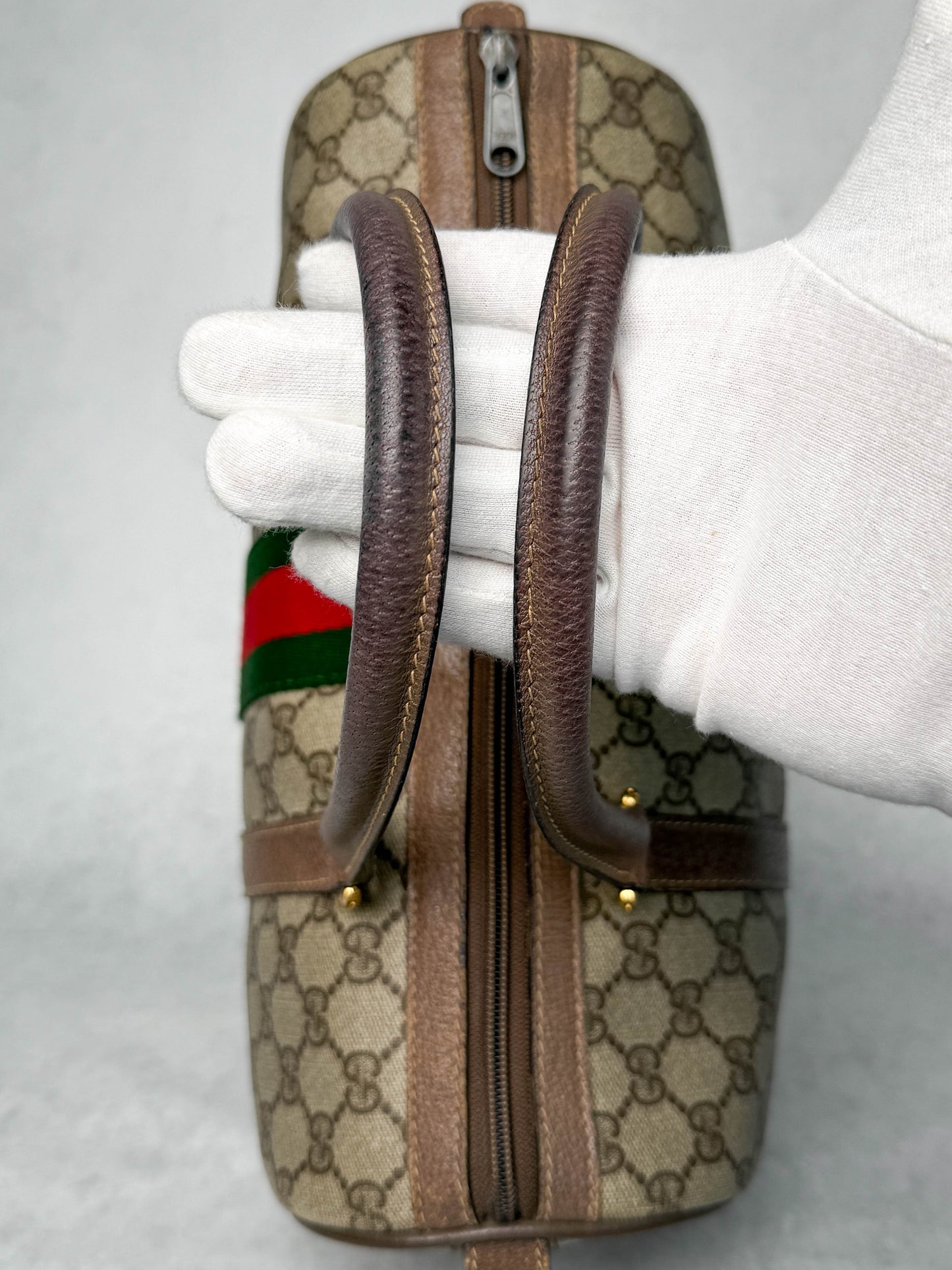 Gucci Vintage 70's Boston Handbag Canvas GG