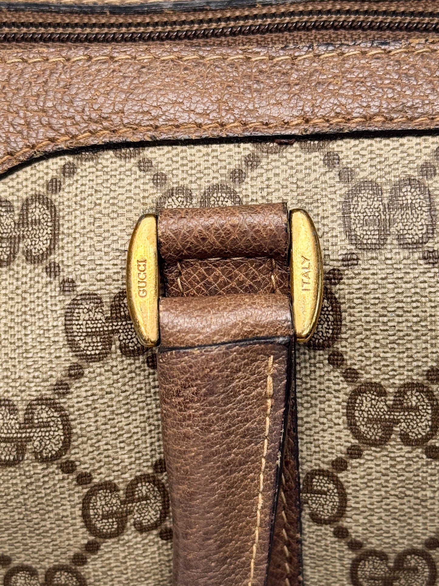 Gucci Vintage 70's Boston Handbag Canvas GG