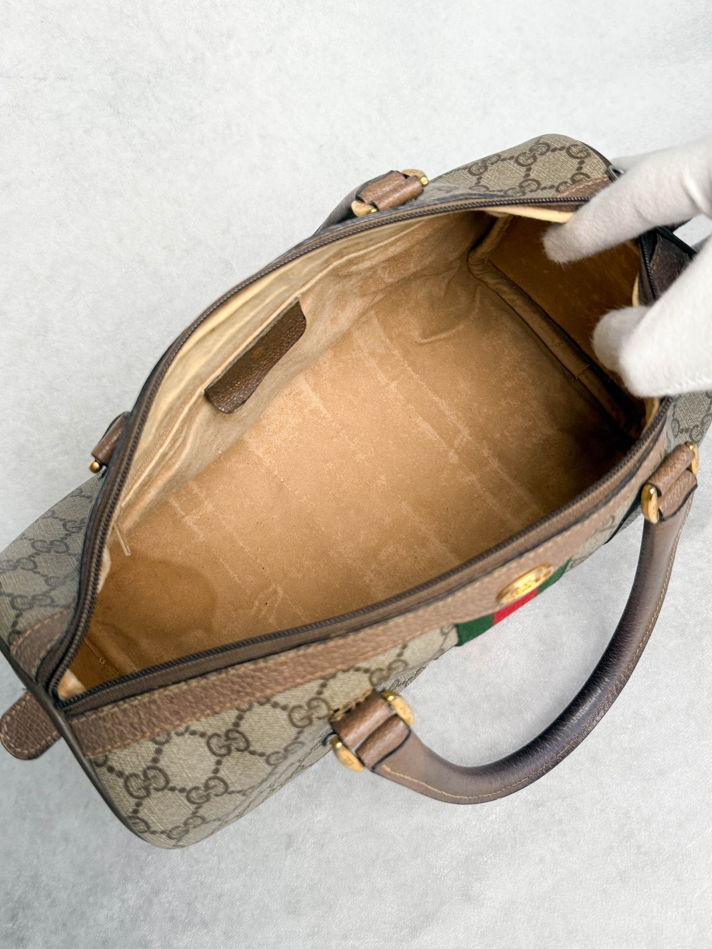Gucci Vintage 70's Boston Handbag Canvas GG