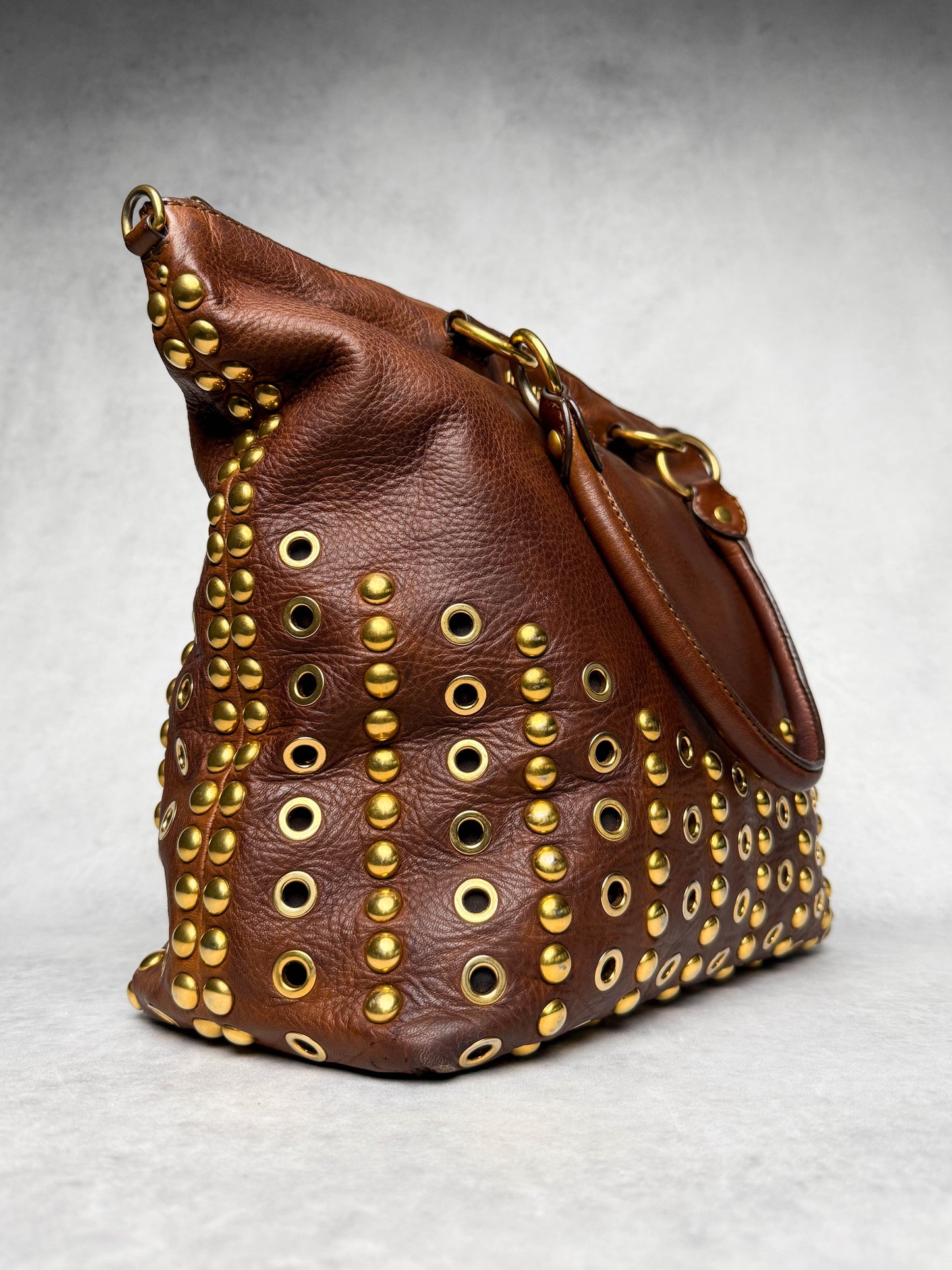 Miu Miu Eyelet Trimmed Bag Brown/Gold