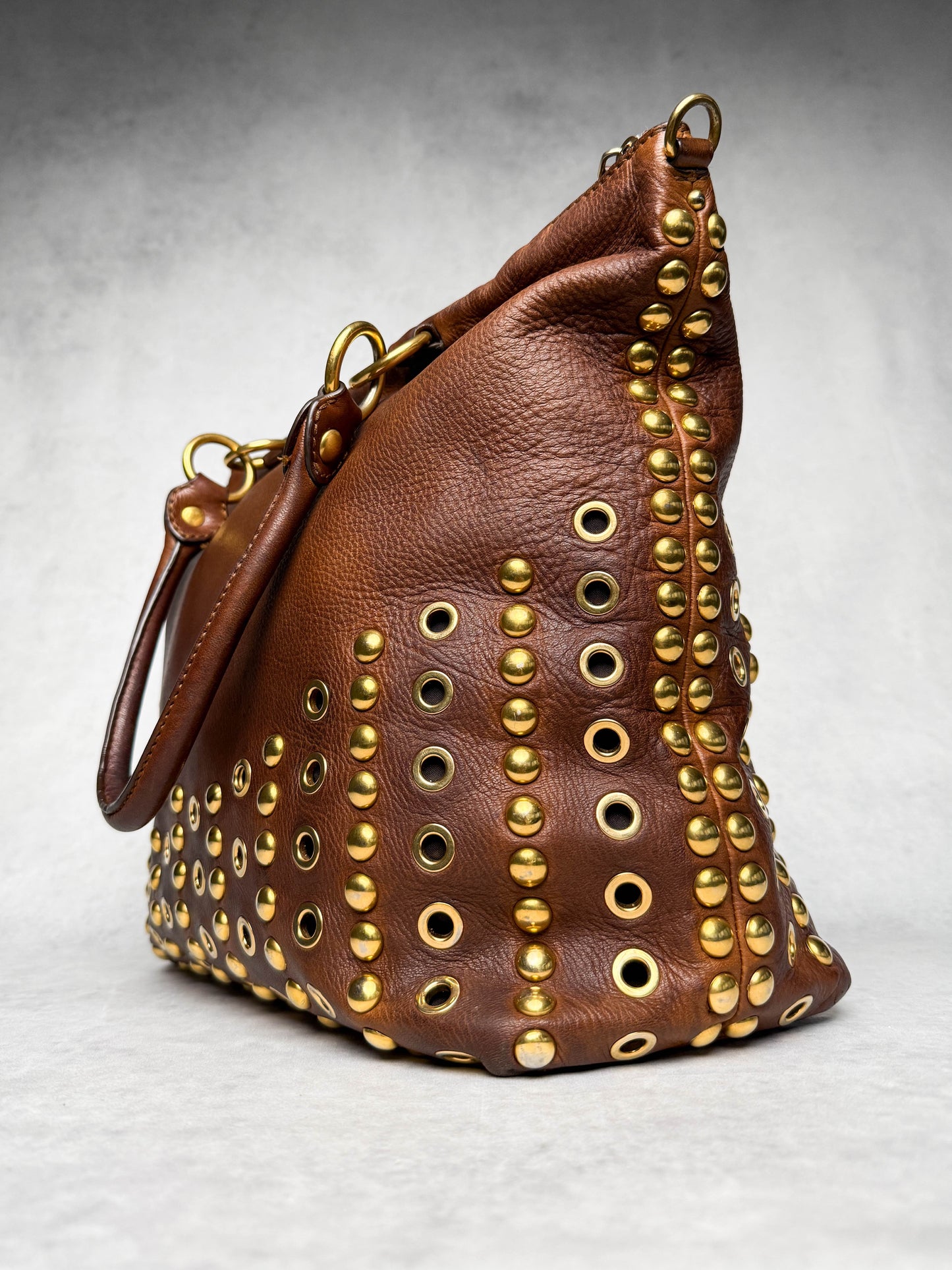Miu Miu Eyelet Trimmed Bag Brown/Gold