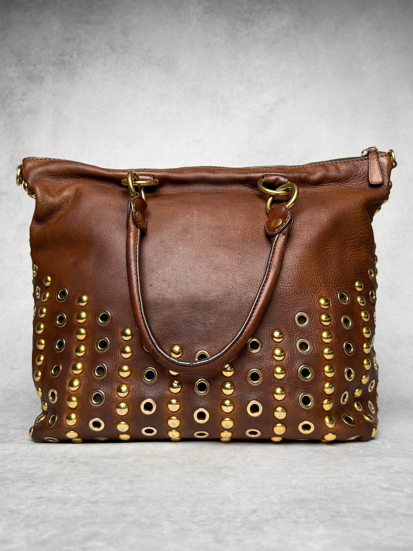 Miu Miu Eyelet Trimmed Bag Brown/Gold