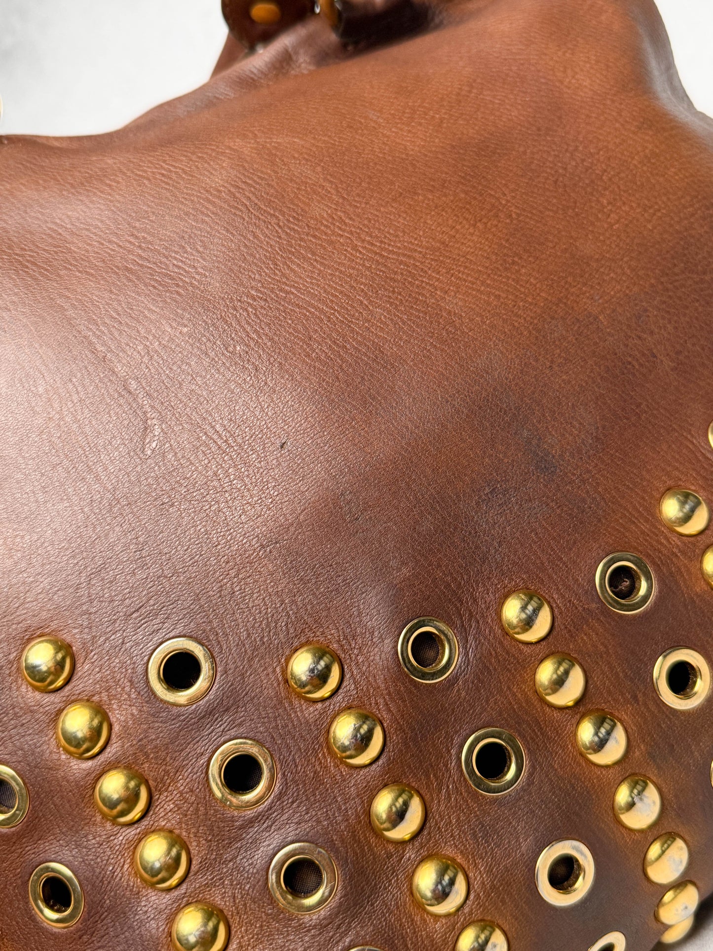 Miu Miu Gold Trimmed Shopper Bag Brown