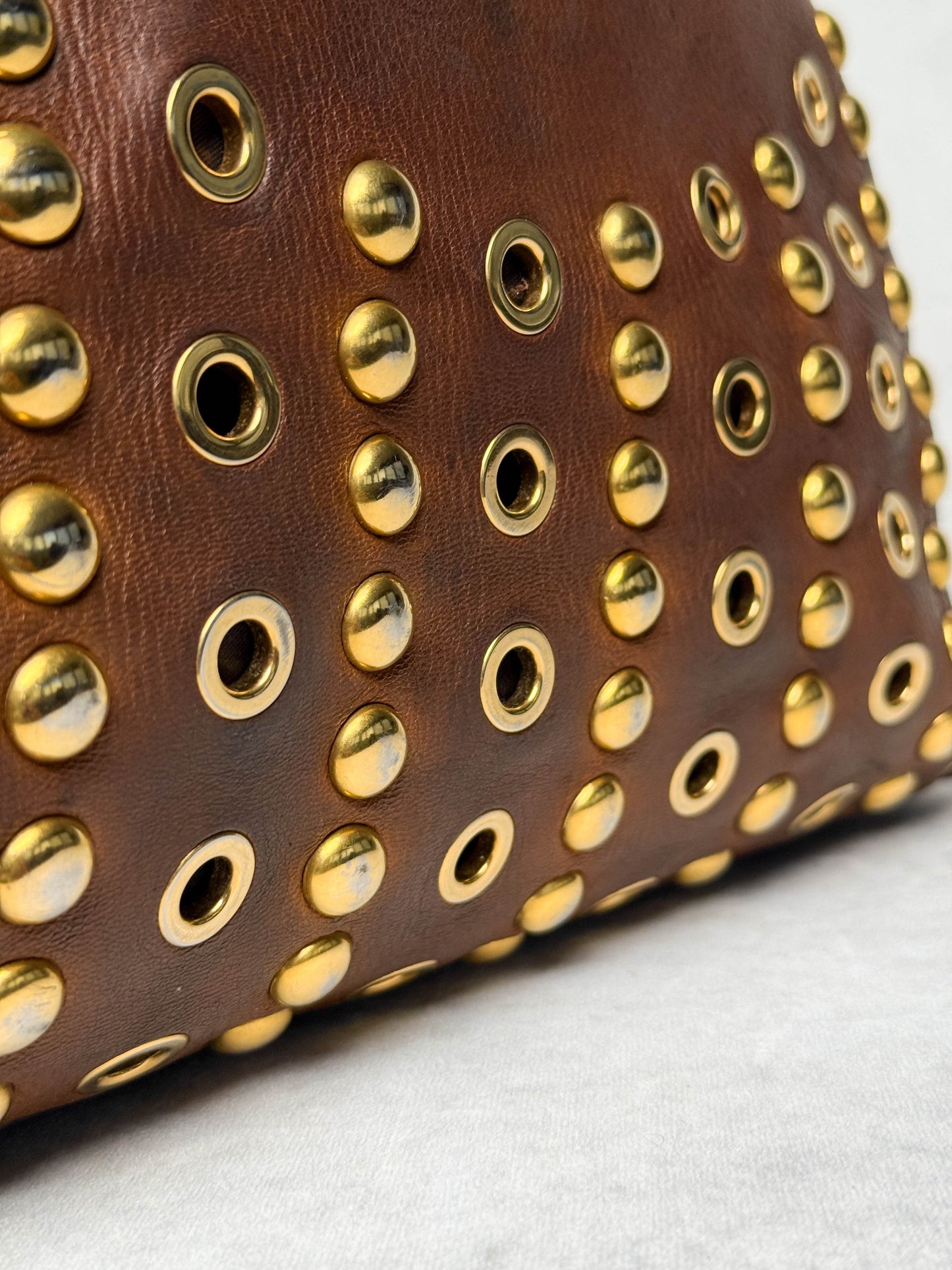 Miu Miu Gold Trimmed Shopper Bag Brown
