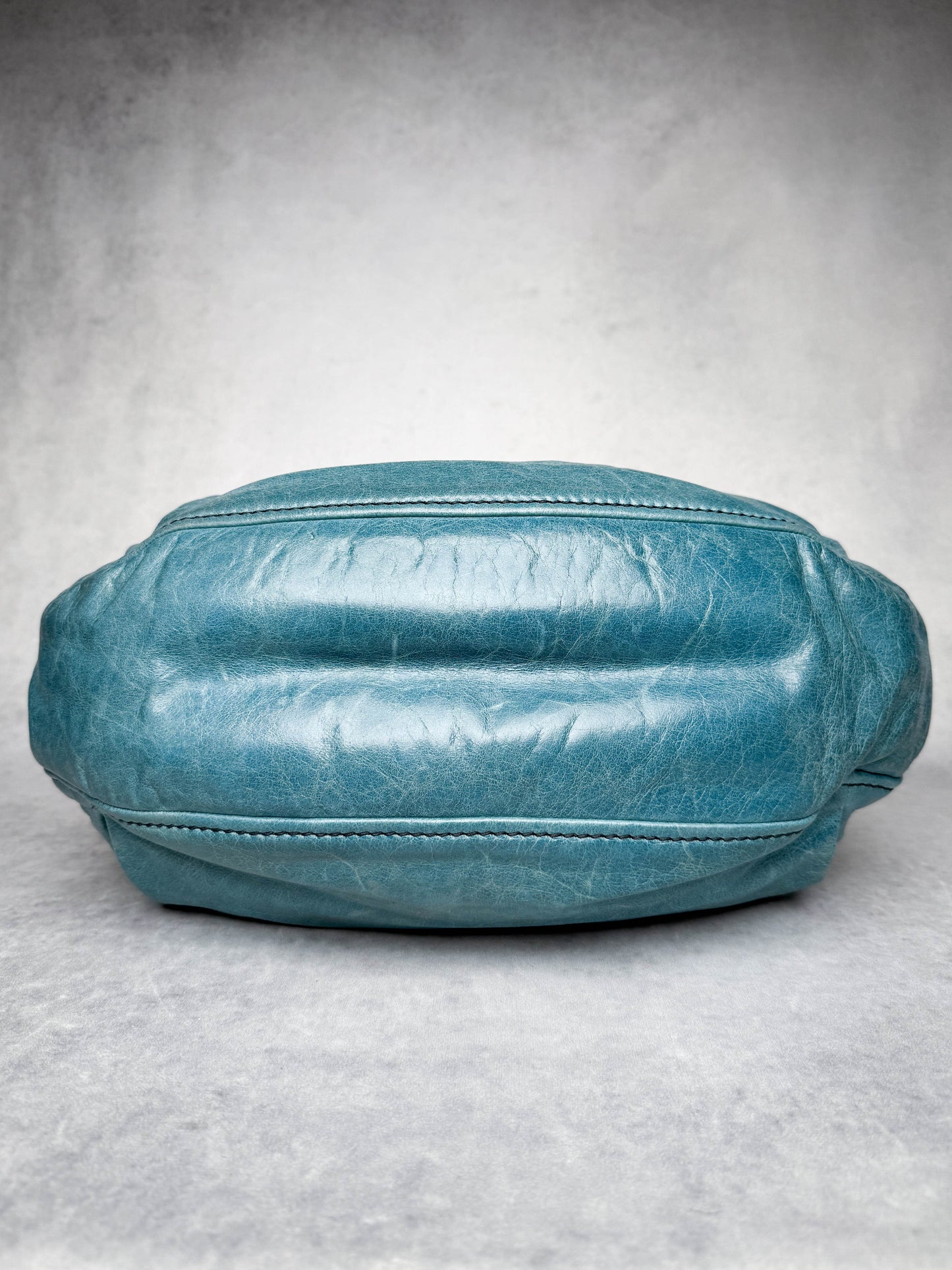 Miu Miu Vitello Lux Leather Hobo Bag Turqoise