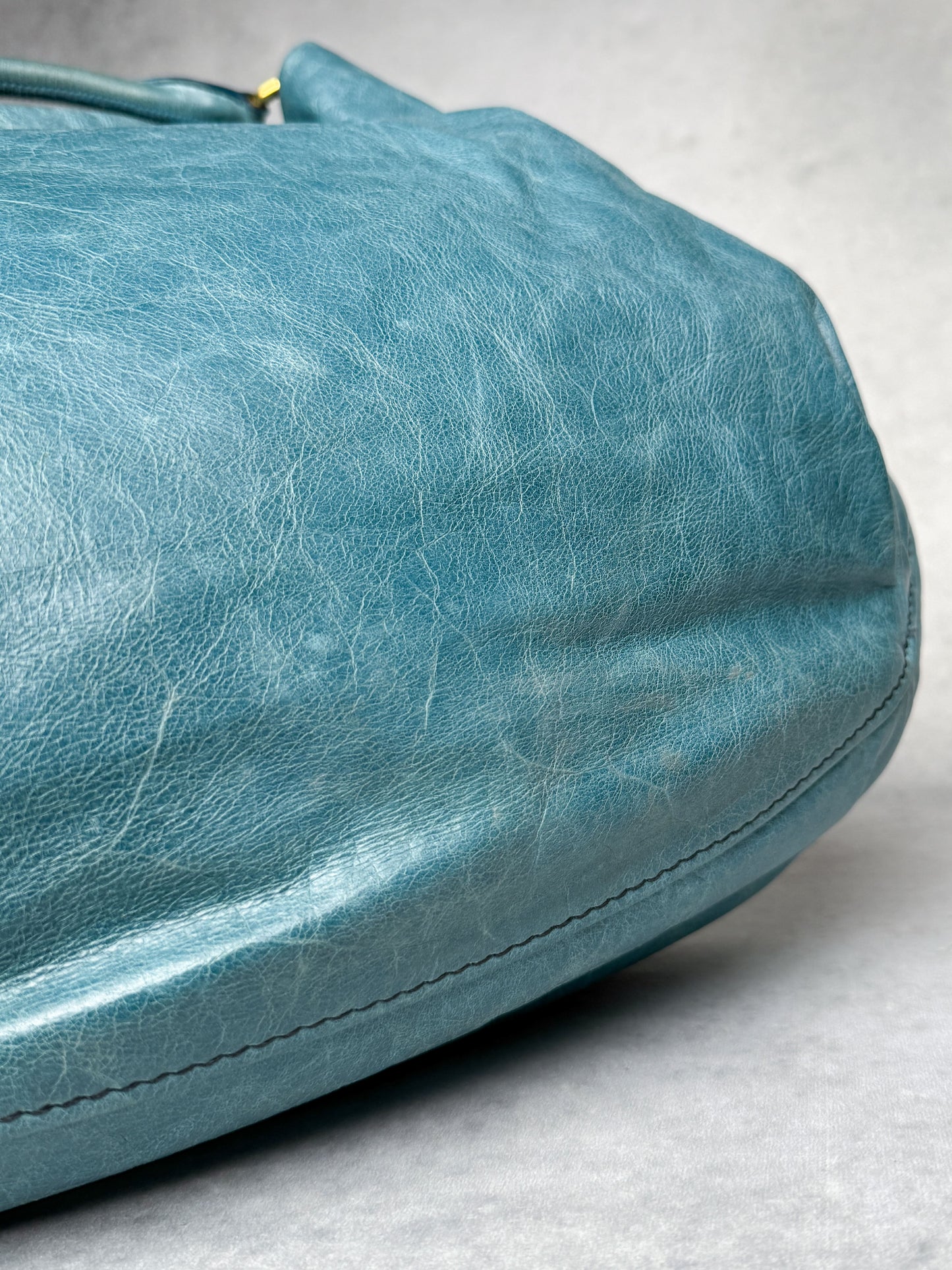 Miu Miu Vitello Lux Leather Hobo Bag Turqoise