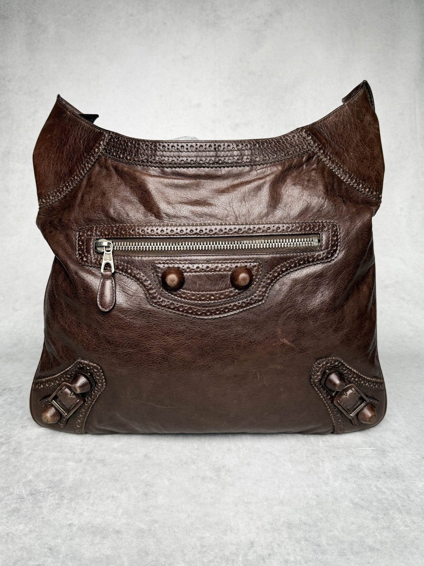 Balenciaga Giant Brogues Covered Messenger Bag Brown