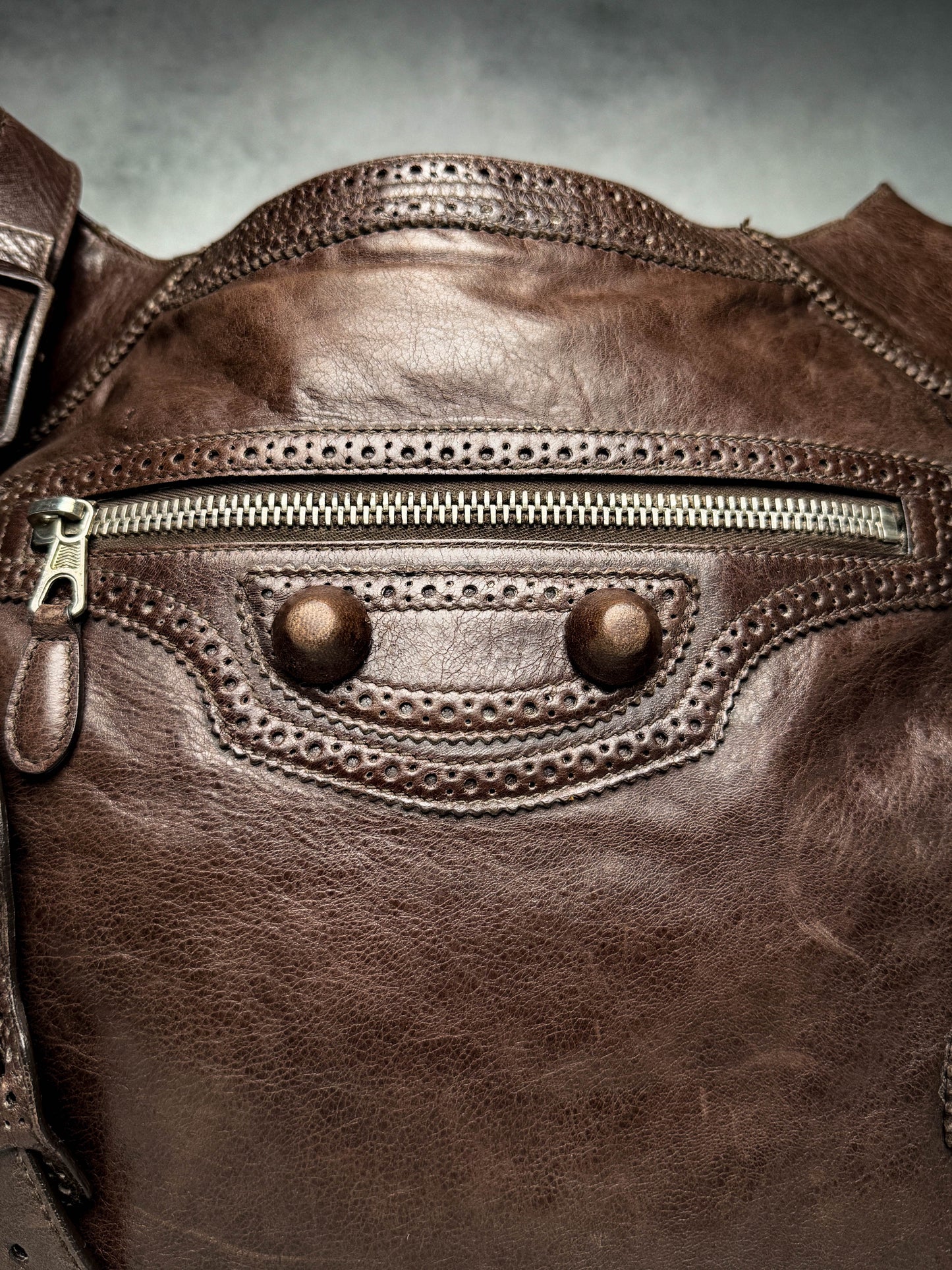 Balenciaga Giant Brogues Covered Messenger Bag Brown
