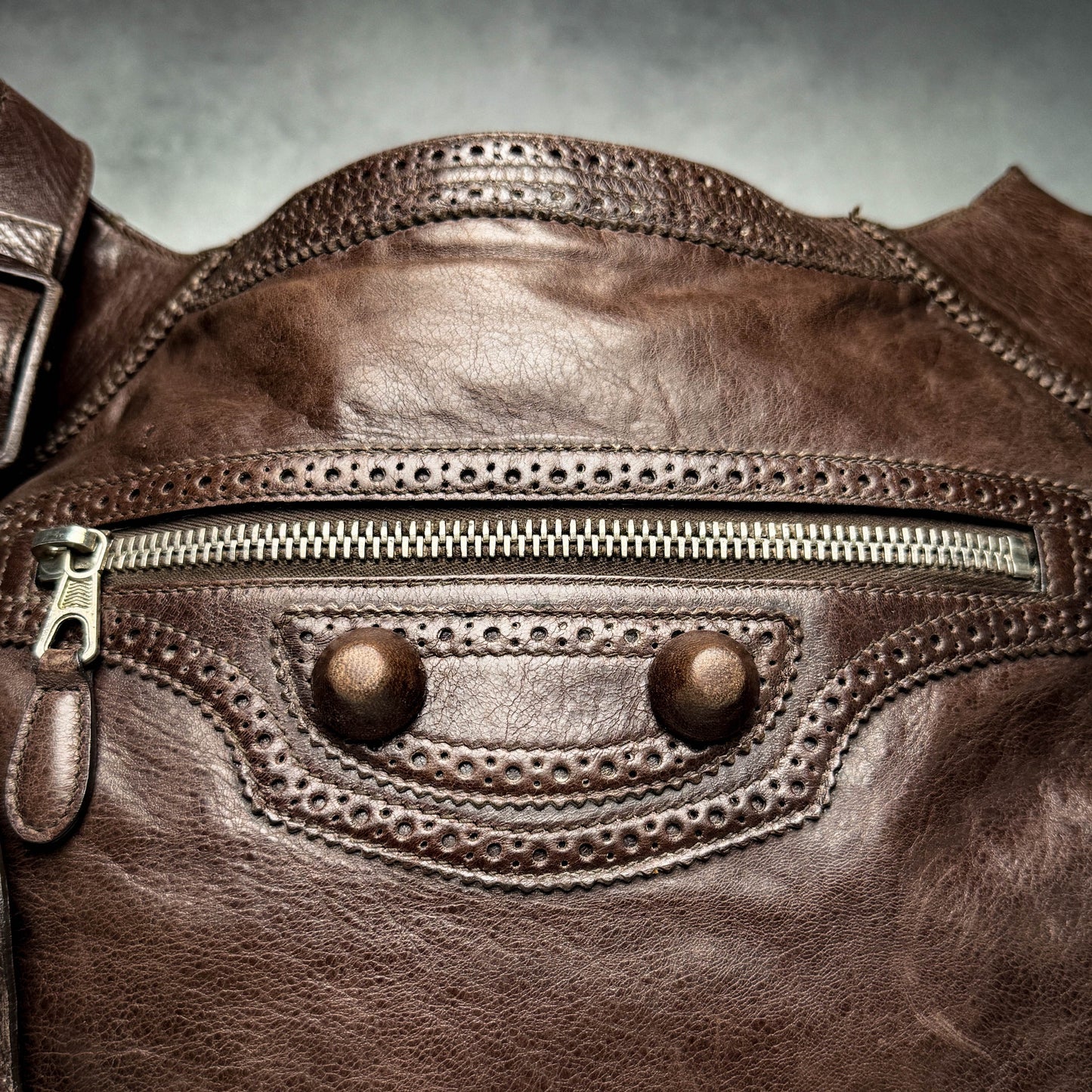 Balenciaga Giant Brogues Covered Messenger Bag Brown