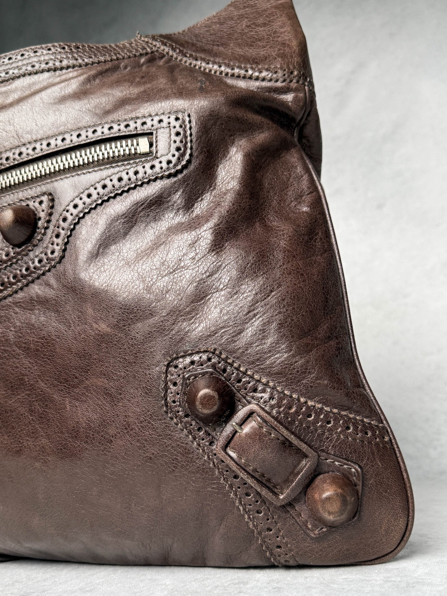 Balenciaga Giant Brogues Covered Messenger Bag Brown