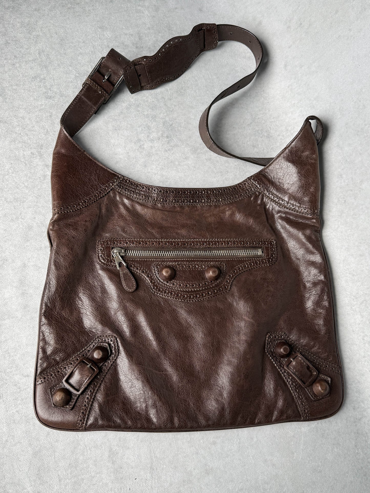 Balenciaga Giant Brogues Covered Messenger Bag Brown