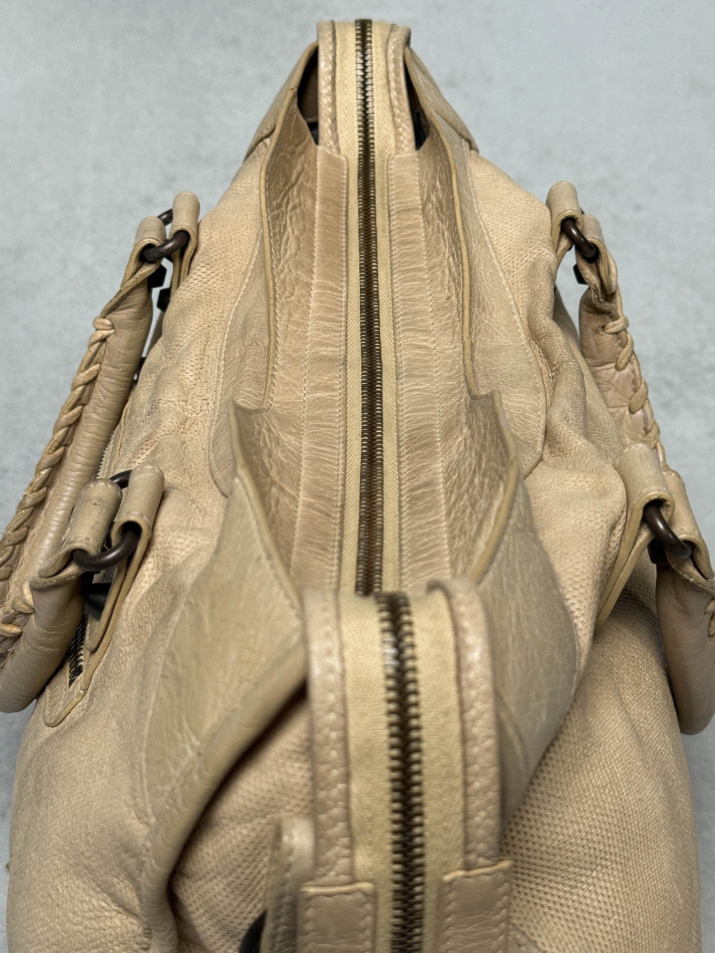 Balenciaga Classic City Bag Perforated Leather Beige