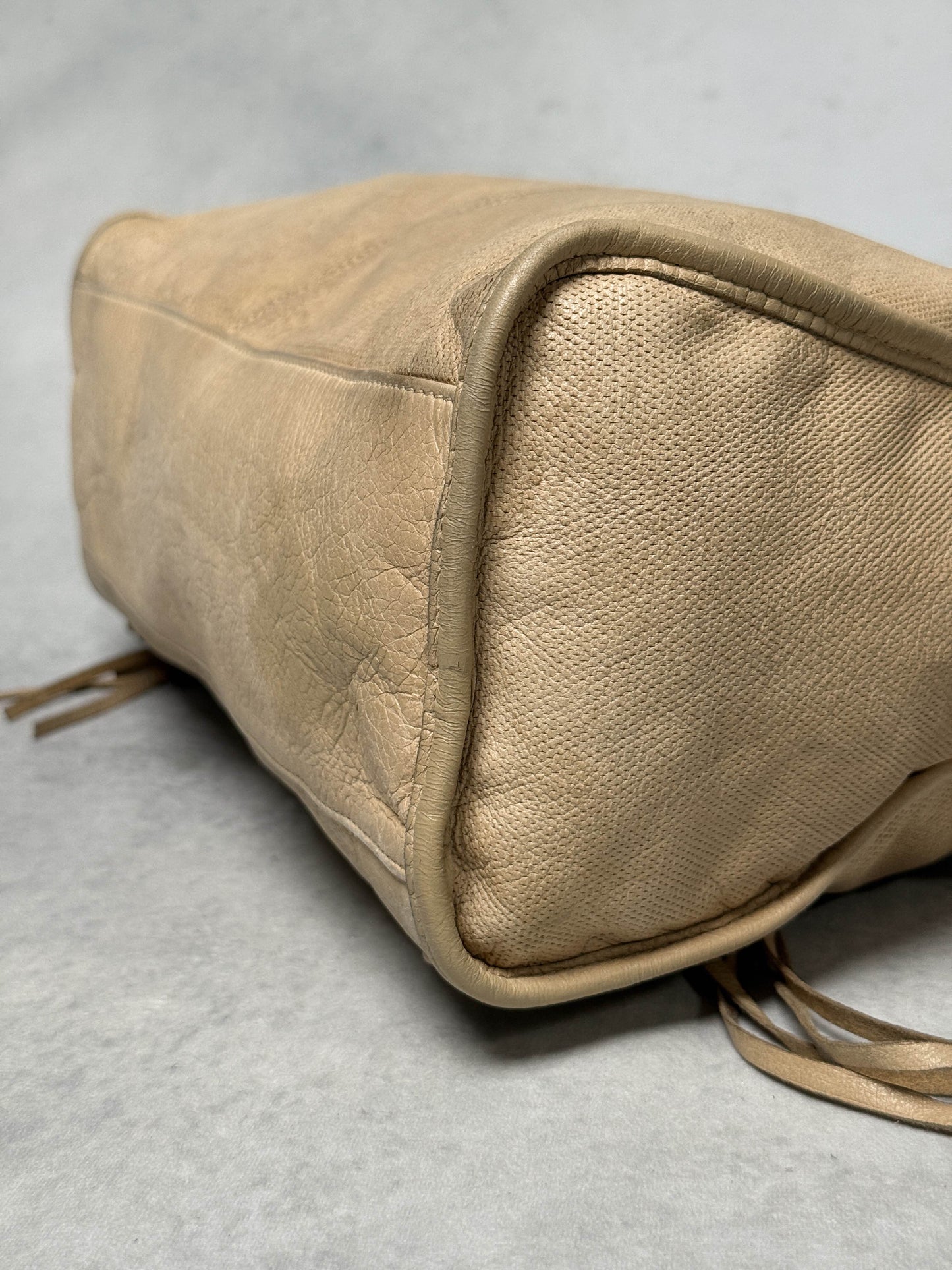 Balenciaga Classic City Bag Perforated Leather Beige