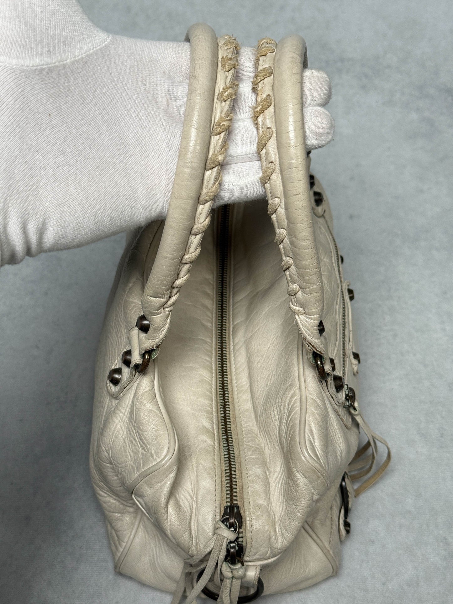 Balenciaga Box Bag White Chevre Leather