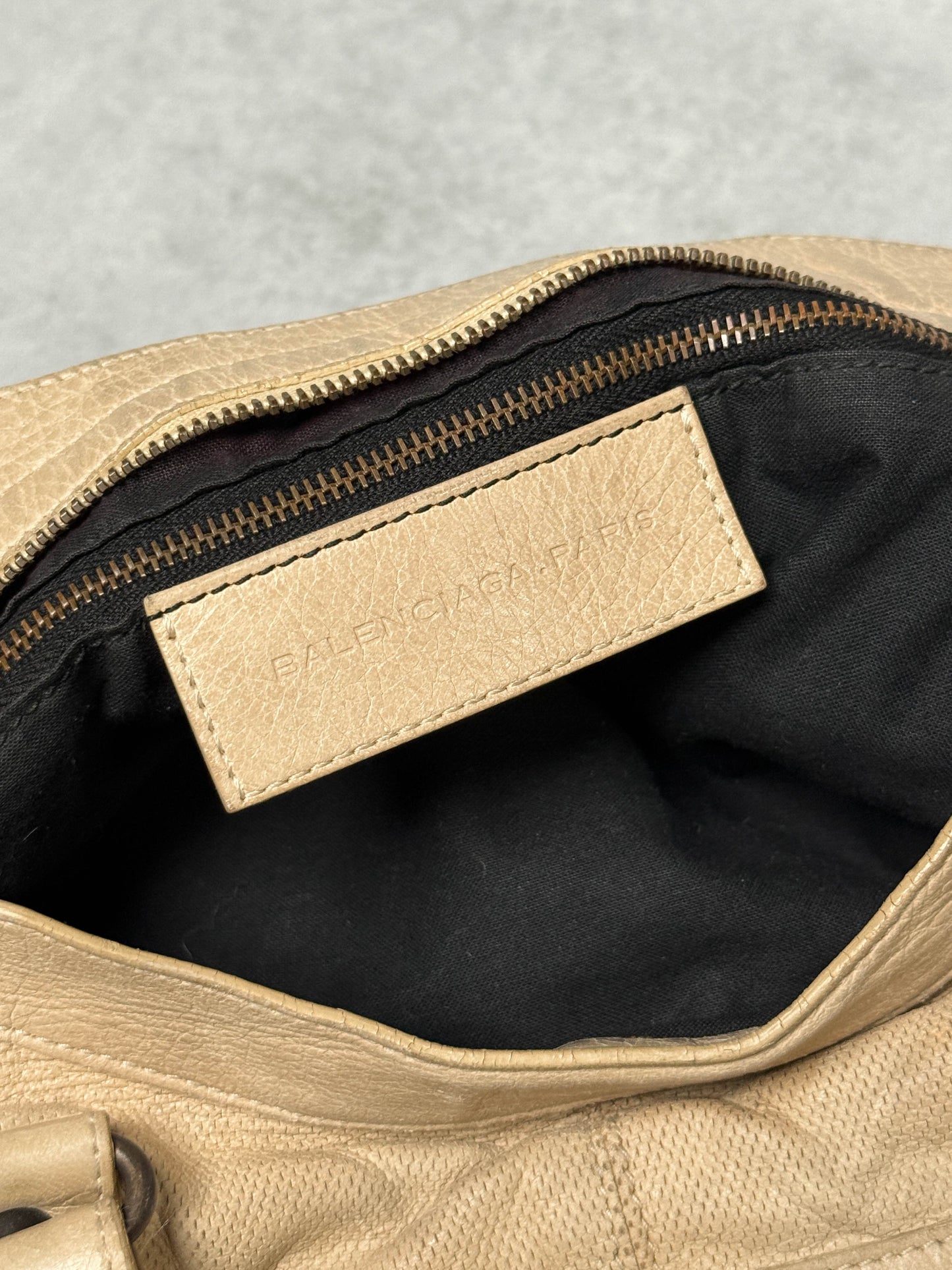 Balenciaga Classic City Bag Perforated Leather Beige