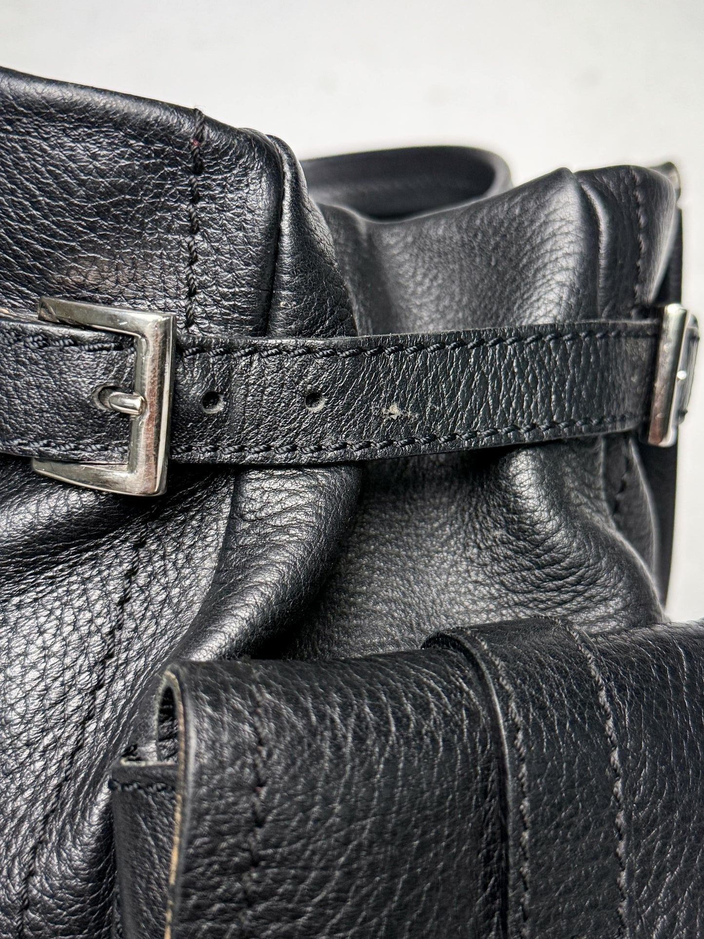 Prada Vitello Daino Black Leather Tote Bag