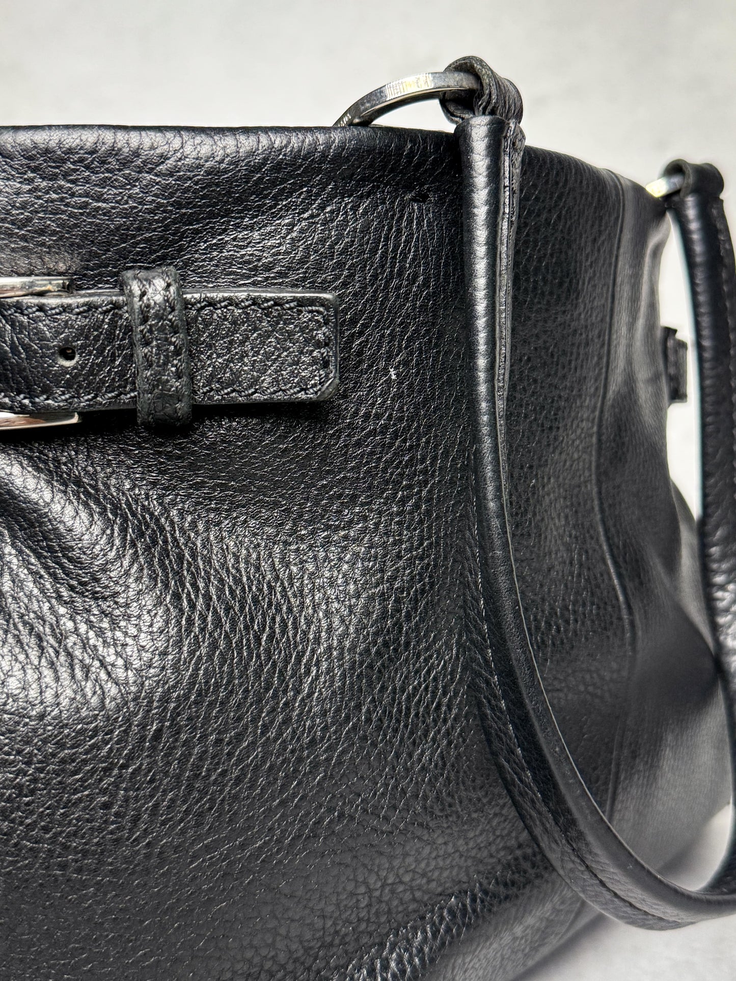 Prada Vitello Daino Black Leather Tote Bag