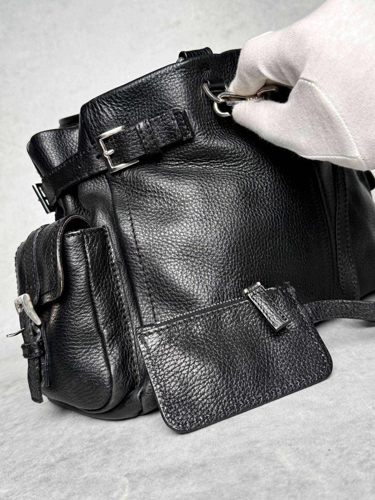 Prada Vitello Daino Black Leather Tote Bag