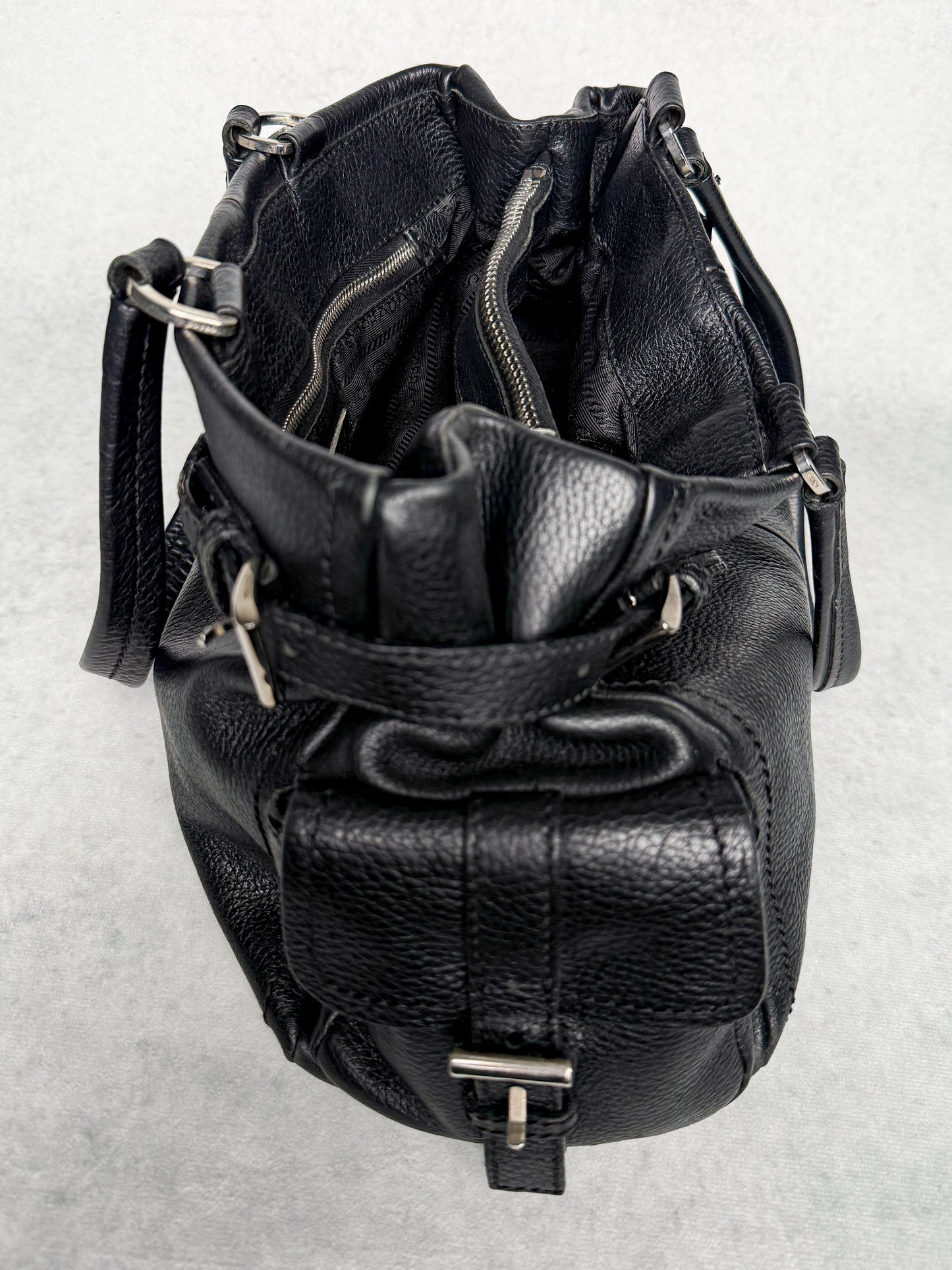 Prada Vitello Daino Black Leather Tote Bag