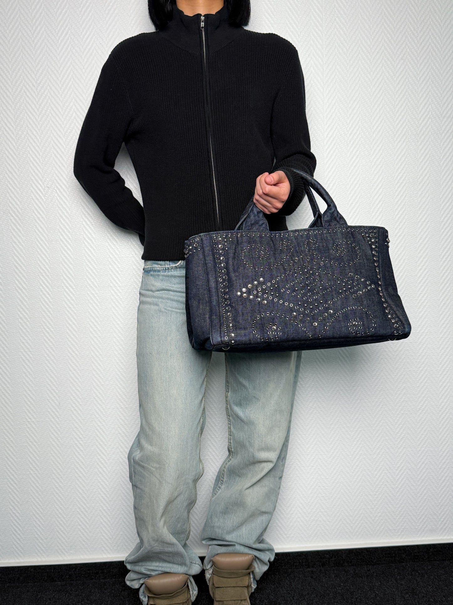 Prada Canapa Denim Tote Bag