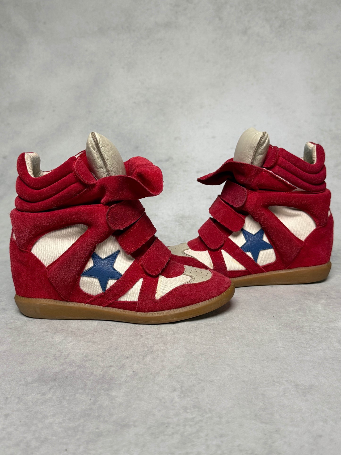 Isabel Marant Bayley Wedge Sneaker Red/Blue Stars (39)