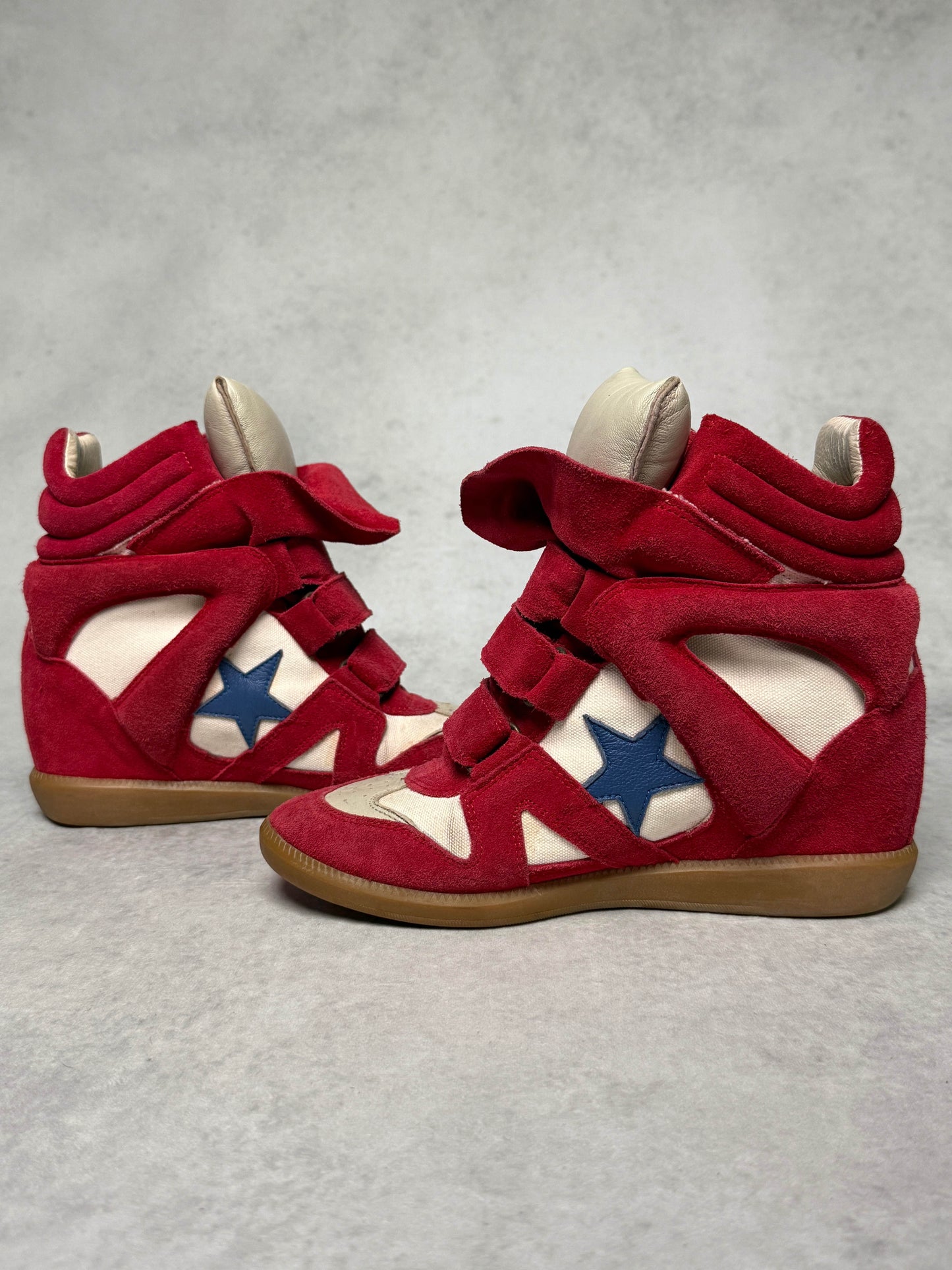 Isabel Marant Bayley Wedge Sneaker Red/Blue Stars (39)
