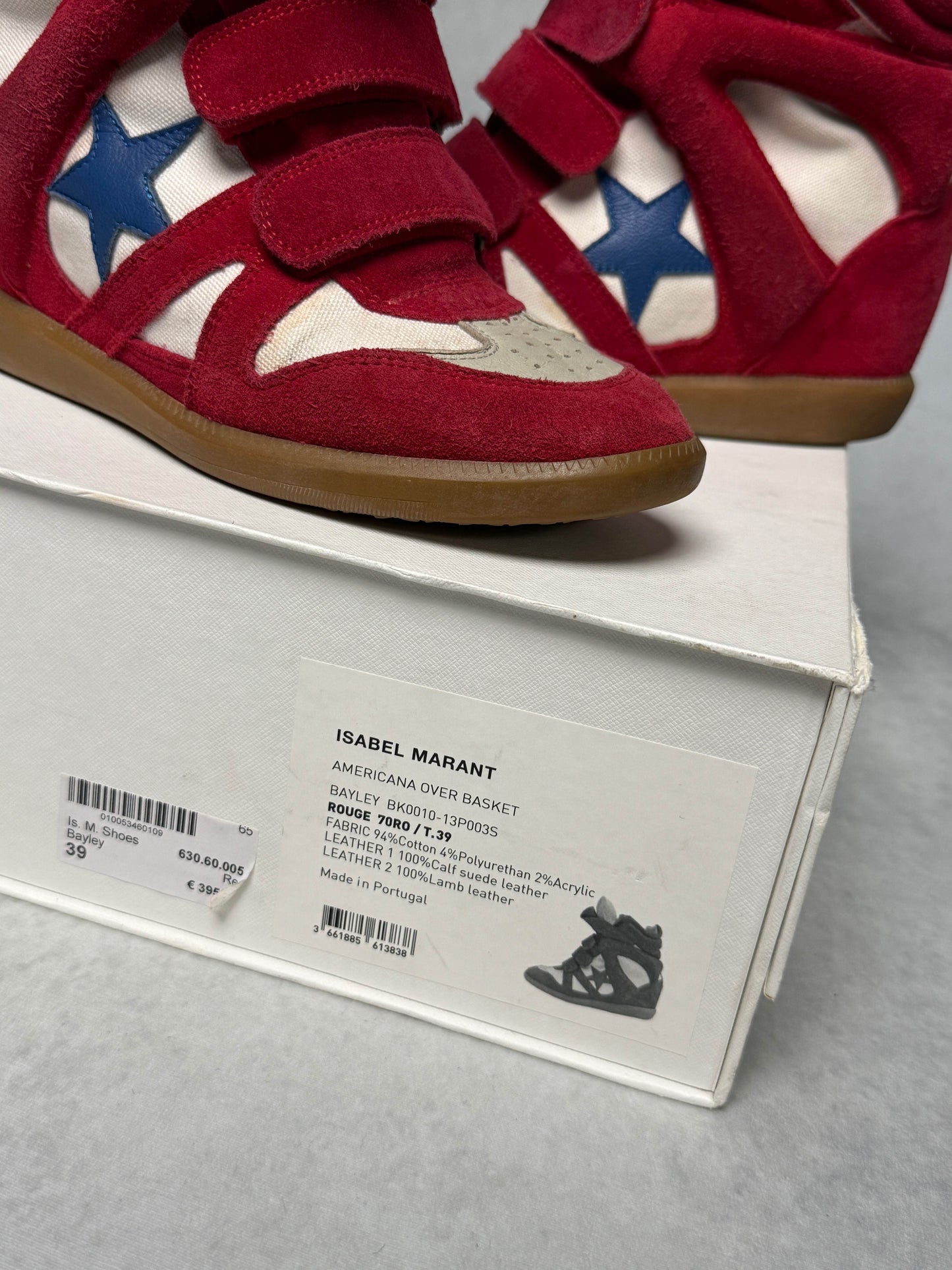 Isabel Marant Bayley Wedge Sneaker Red/Blue Stars (39)