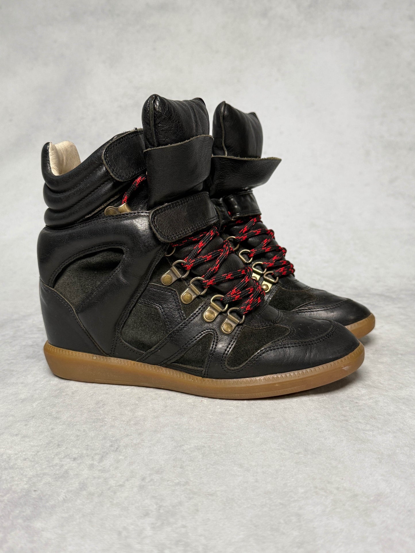 Isabel Marant Bekett Wedge Sneaker Black Leather (38)
