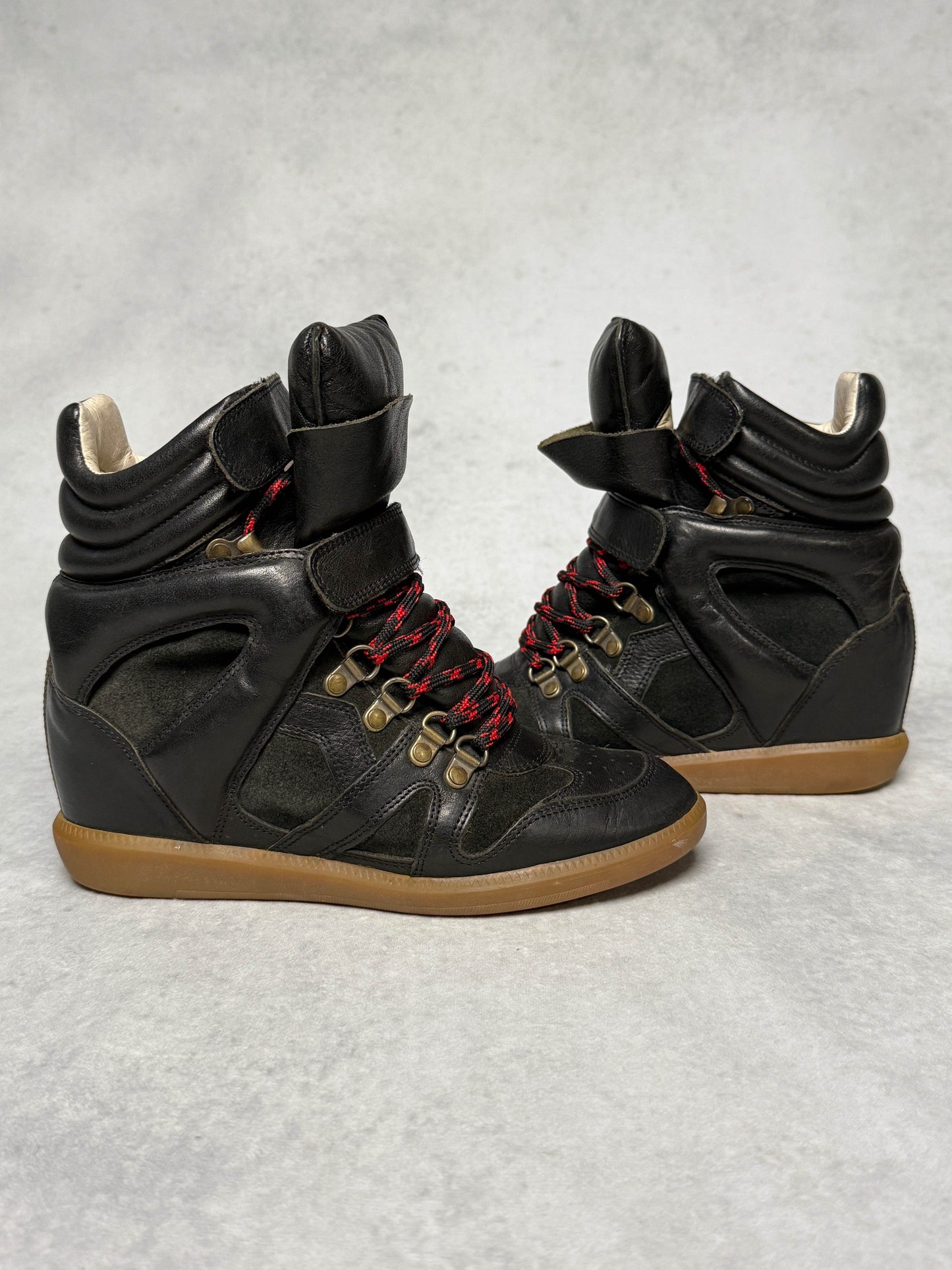 Isabel Marant Bekett Wedge Sneaker Black Leather (38)