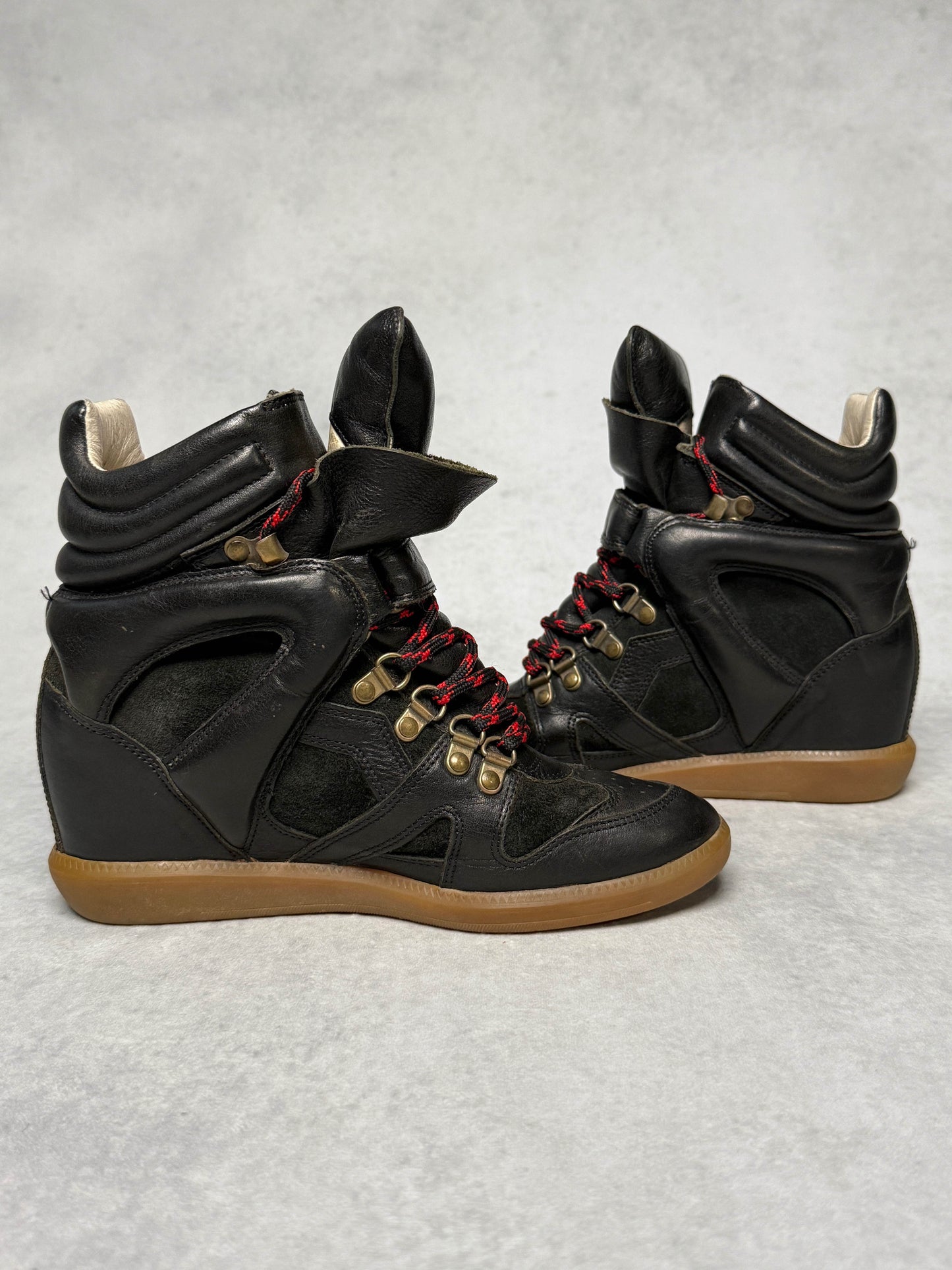 Isabel Marant Bekett Wedge Sneaker Black Leather (38)