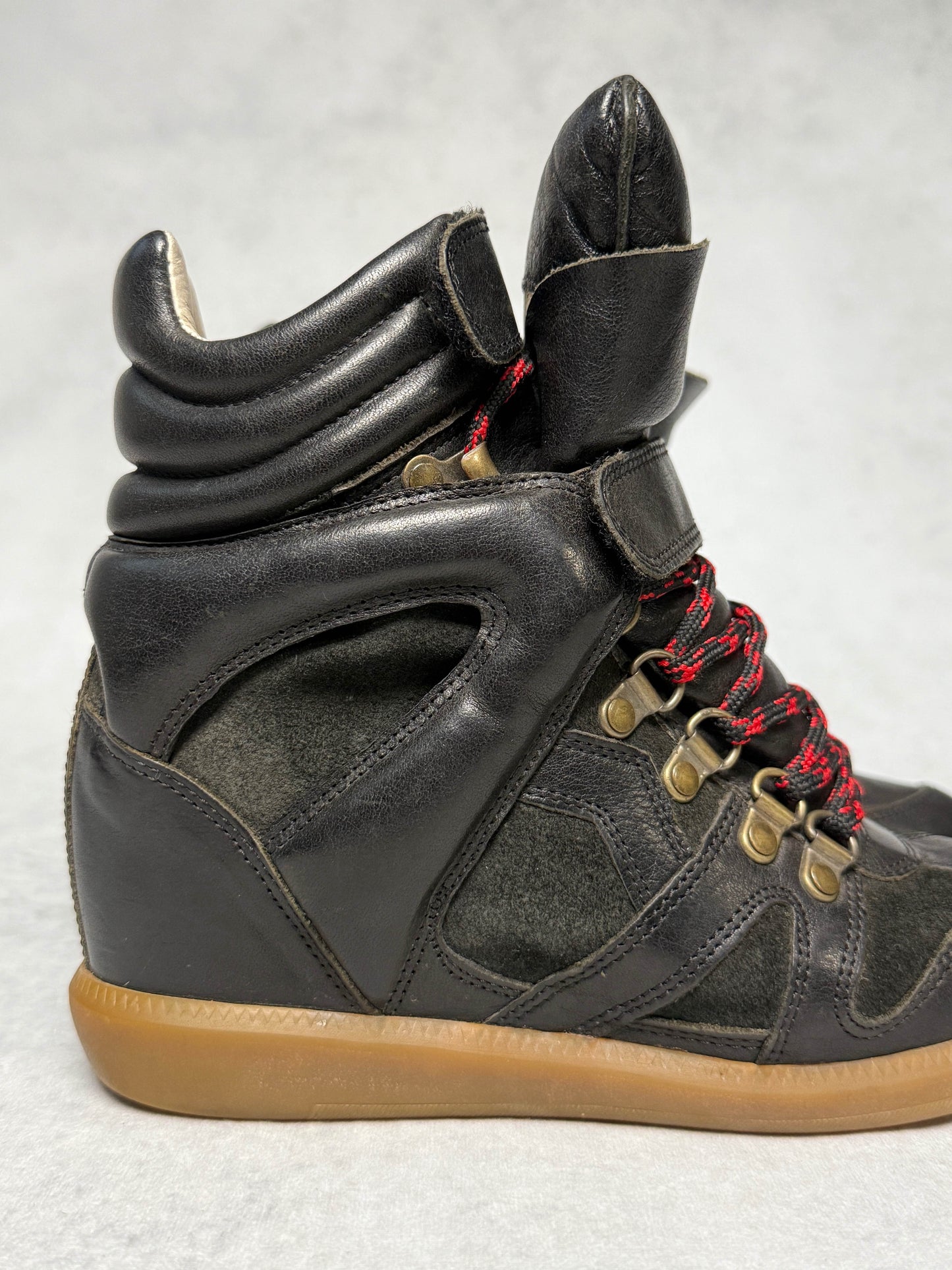Isabel Marant Bekett Wedge Sneaker Black Leather (38)